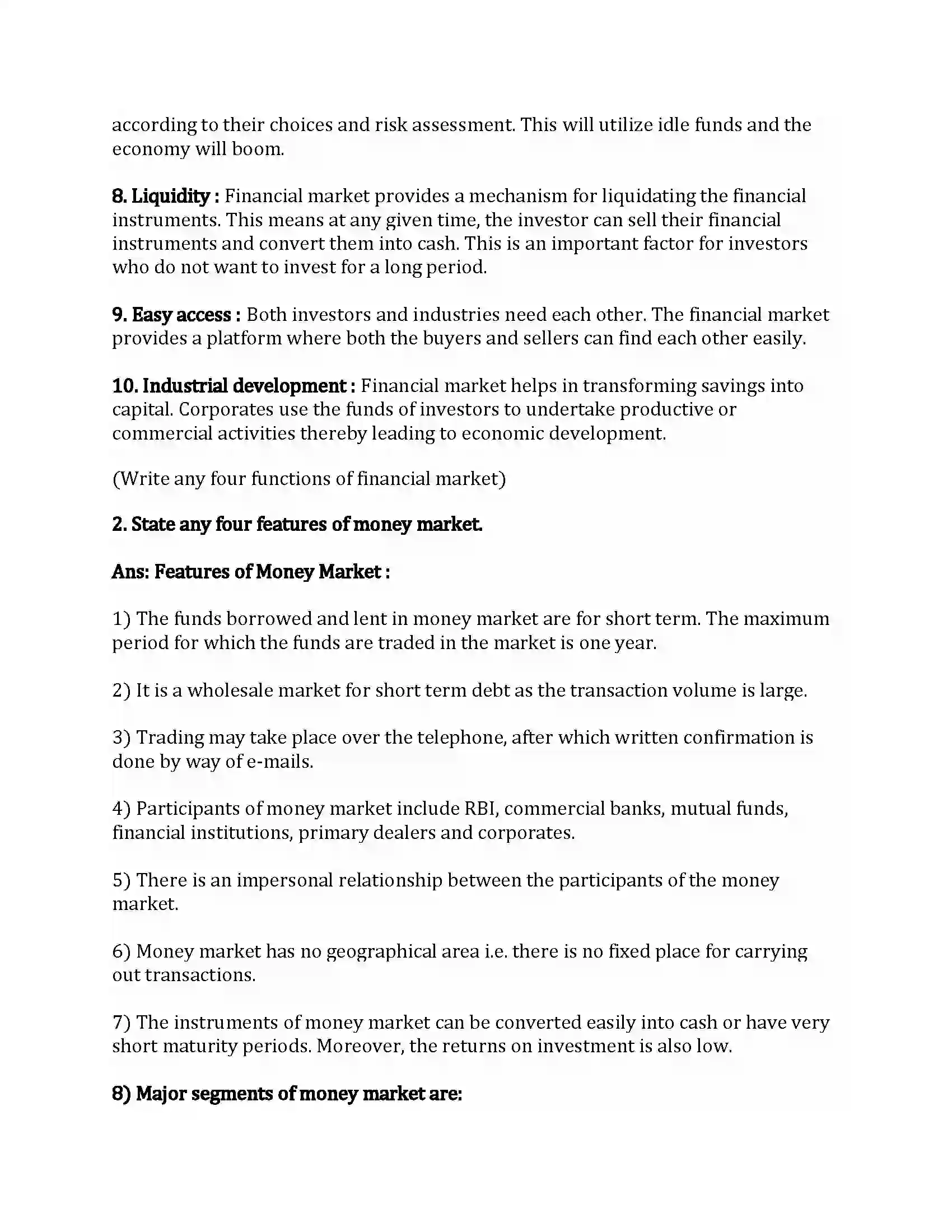 Maharashtra Board Class 12th Secretarial Practice Financial Market Revision Note 11