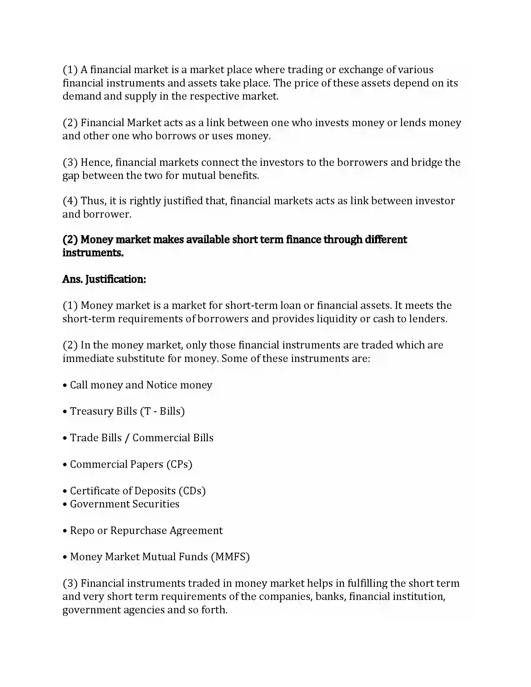 Maharashtra Board Class 12th Secretarial Practice Financial Market Revision Note 15