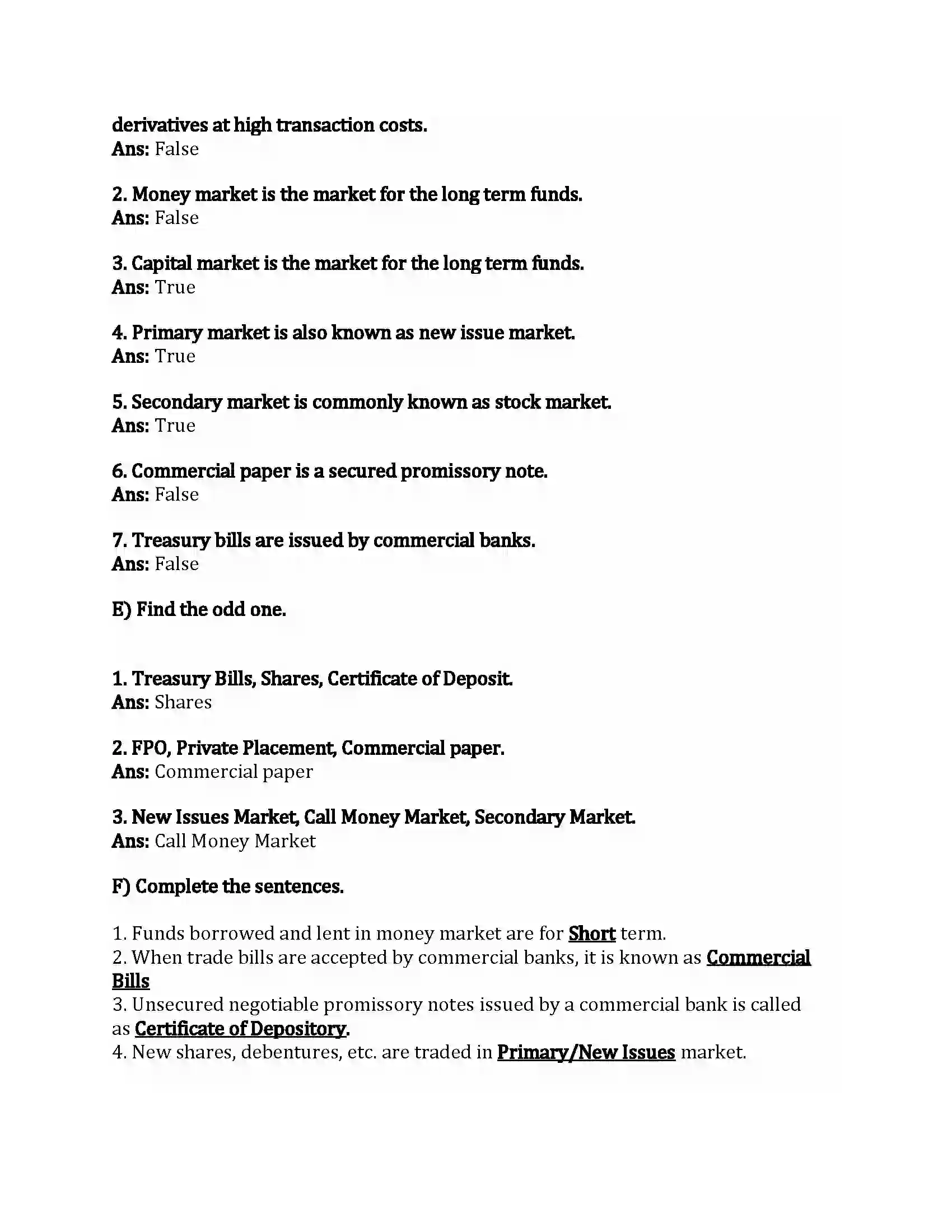 Maharashtra Board Class 12th Secretarial Practice Financial Market Revision Note 3