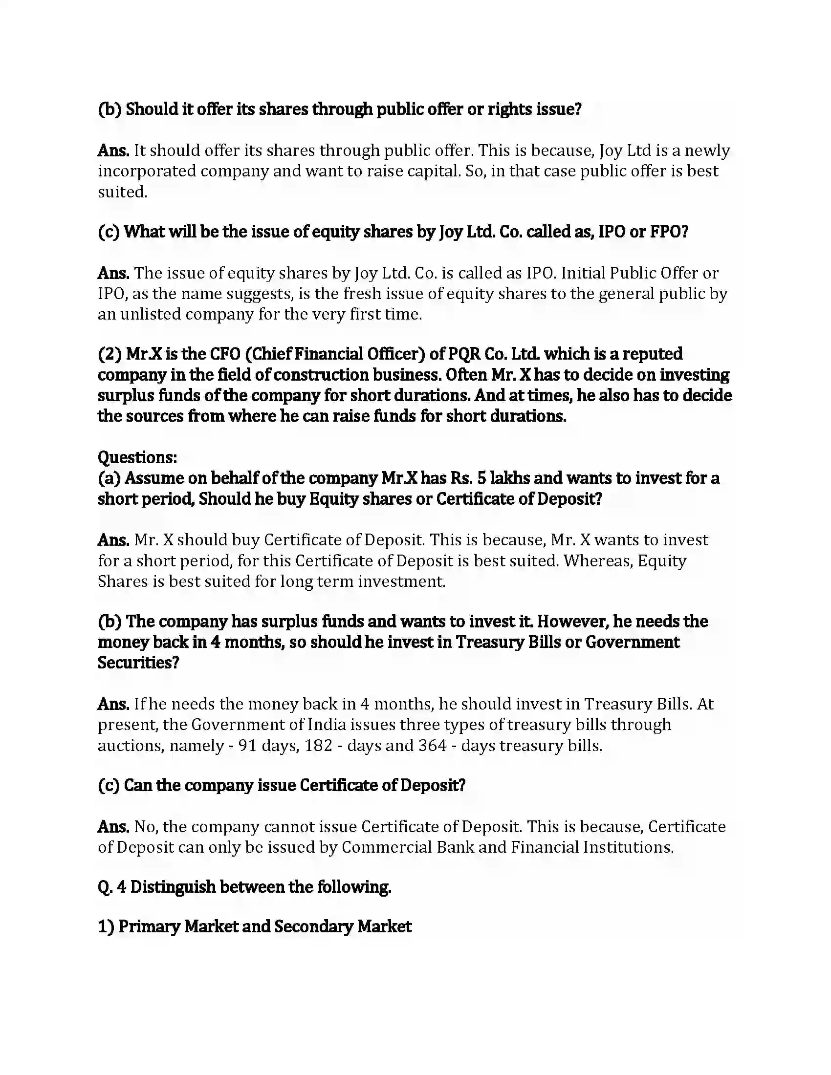 Maharashtra Board Class 12th Secretarial Practice Financial Market Revision Note 8
