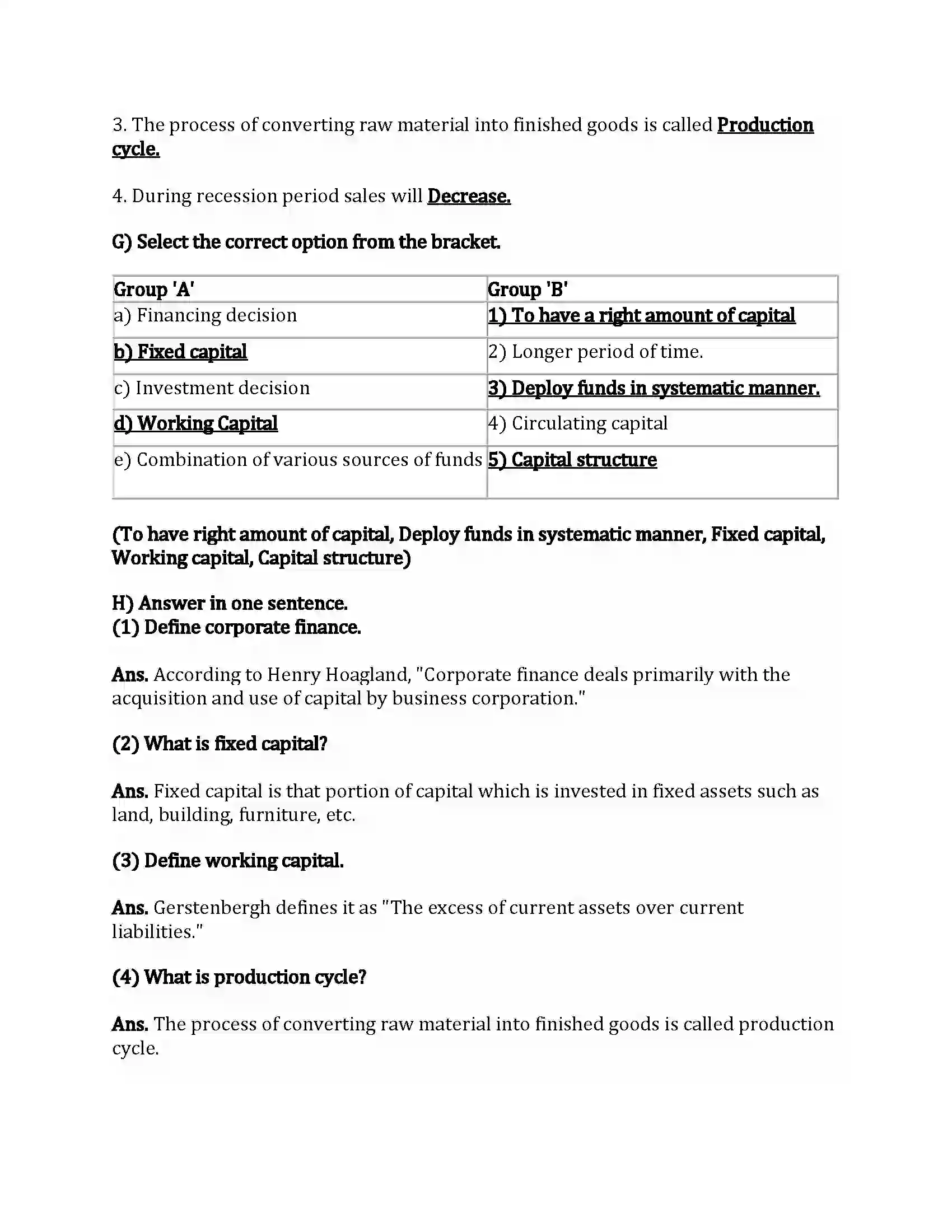 Maharashtra Board Class 12th Secretarial Practice Introduction to Corporate Finance Revision Note 5