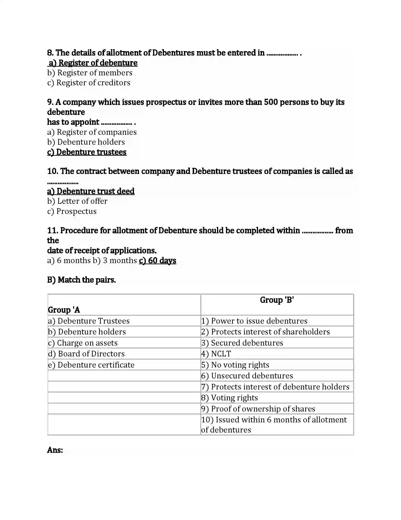 Maharashtra Board Class 12th Secretarial Practice Introduction to Corporate Finance Revision Note 2