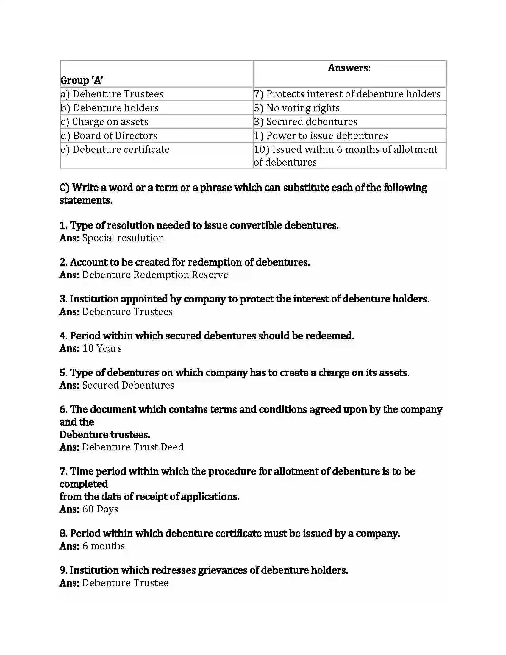 Maharashtra Board Class 12th Secretarial Practice Introduction to Corporate Finance Revision Note 3
