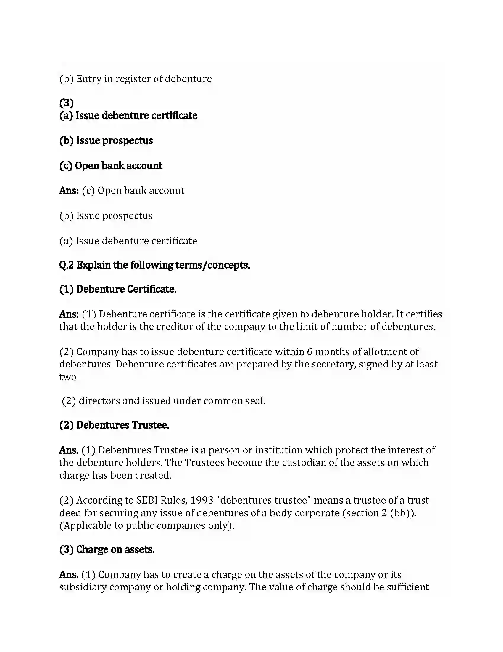 Maharashtra Board Class 12th Secretarial Practice Introduction to Corporate Finance Revision Note 9