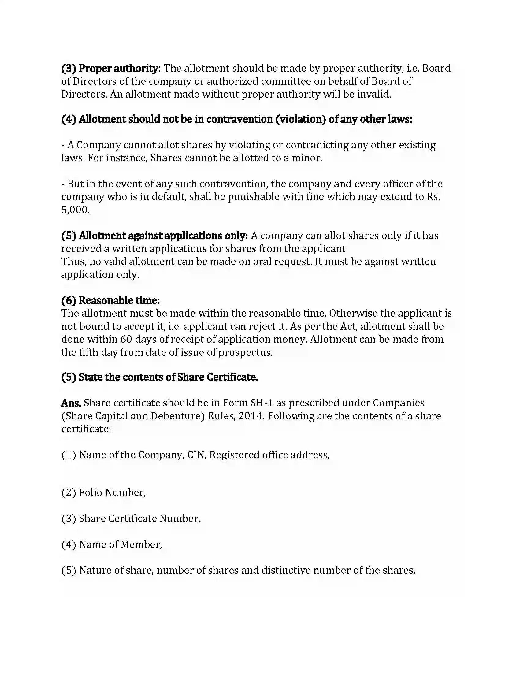 Maharashtra Board Class 12th Secretarial Practice Issue of Shares Revision Note 24