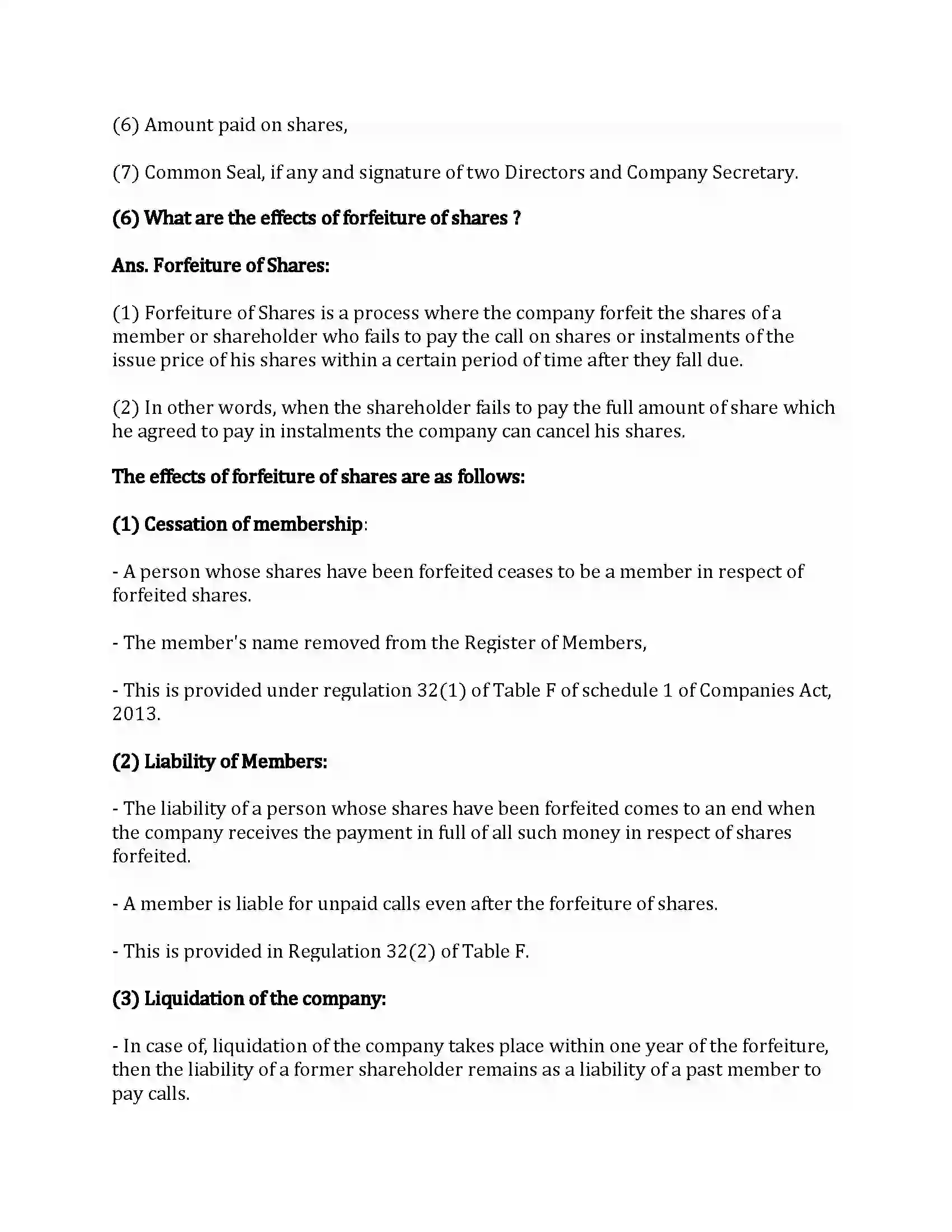 Maharashtra Board Class 12th Secretarial Practice Issue of Shares Revision Note 25