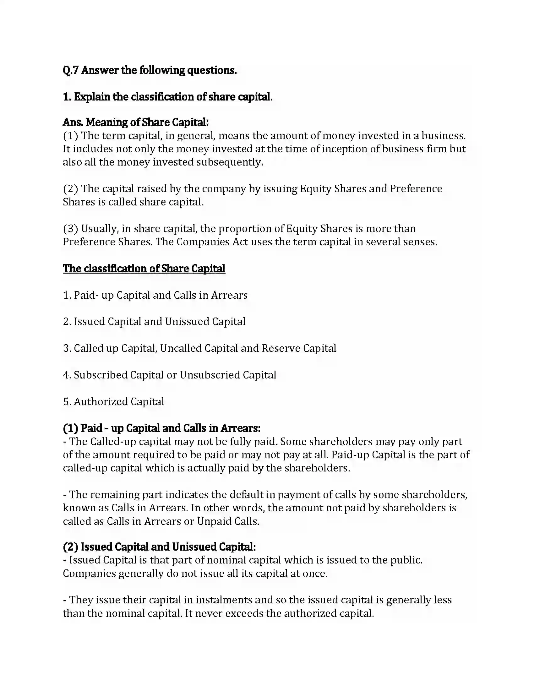 Maharashtra Board Class 12th Secretarial Practice Issue of Shares Revision Note 34