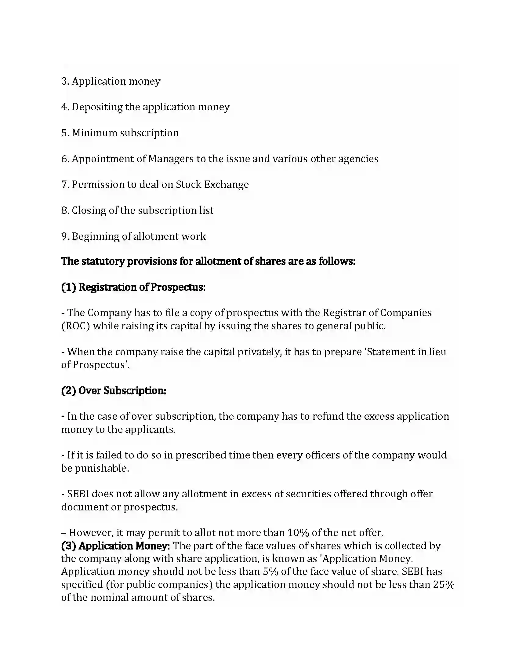 Maharashtra Board Class 12th Secretarial Practice Issue of Shares Revision Note 39