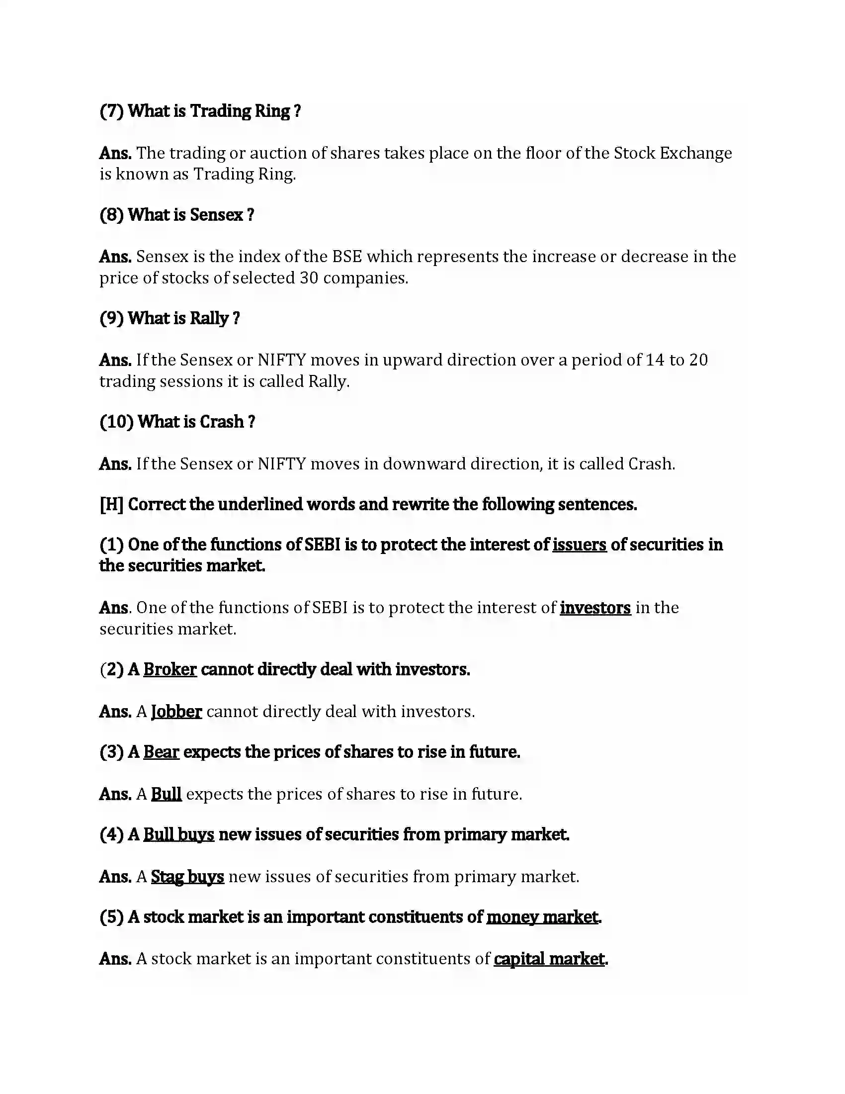 Maharashtra Board Class 12th Secretarial Practice Stock Exchange Revision Note 5