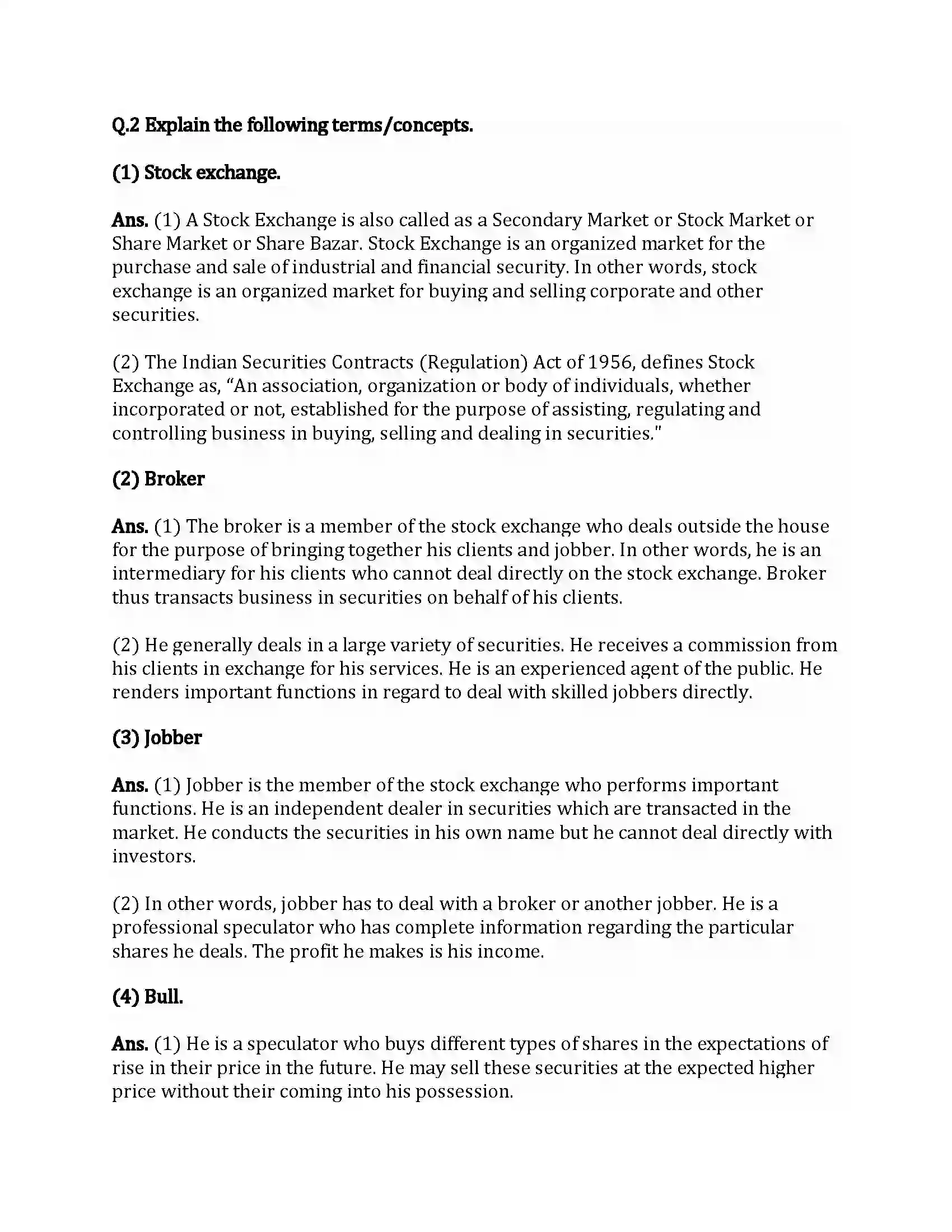 Maharashtra Board Class 12th Secretarial Practice Stock Exchange Revision Note 6
