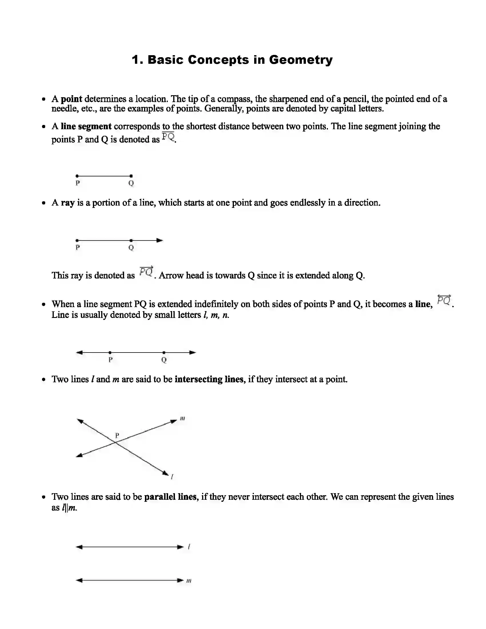 Maharashtra Board Class 6th Mathematics Basic Concepts in Geometry Revision Note 1