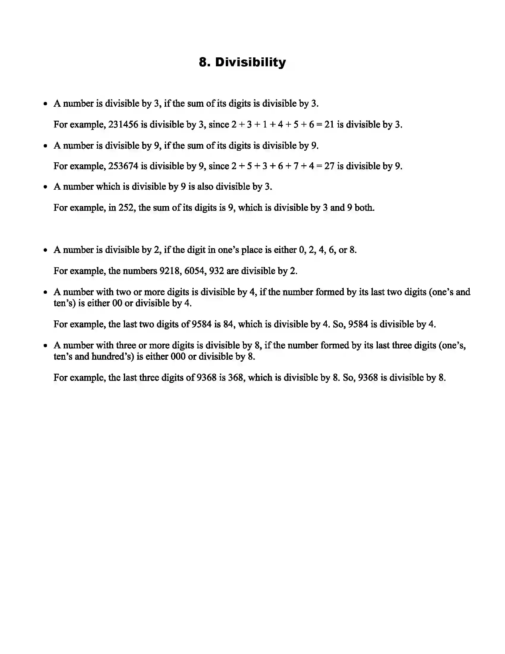 Maharashtra Board Class 6th Mathematics Divisibility Revision Note 1