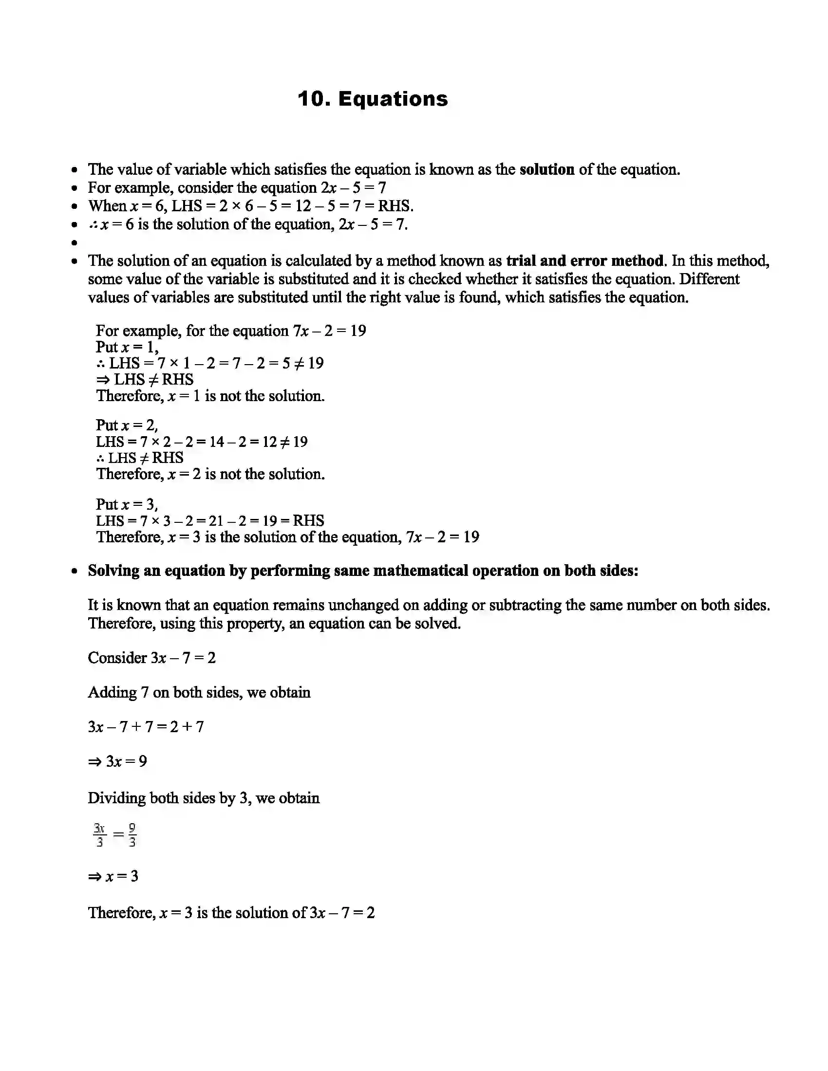 Maharashtra Board Class 6th Mathematics Equations Revision Note 1