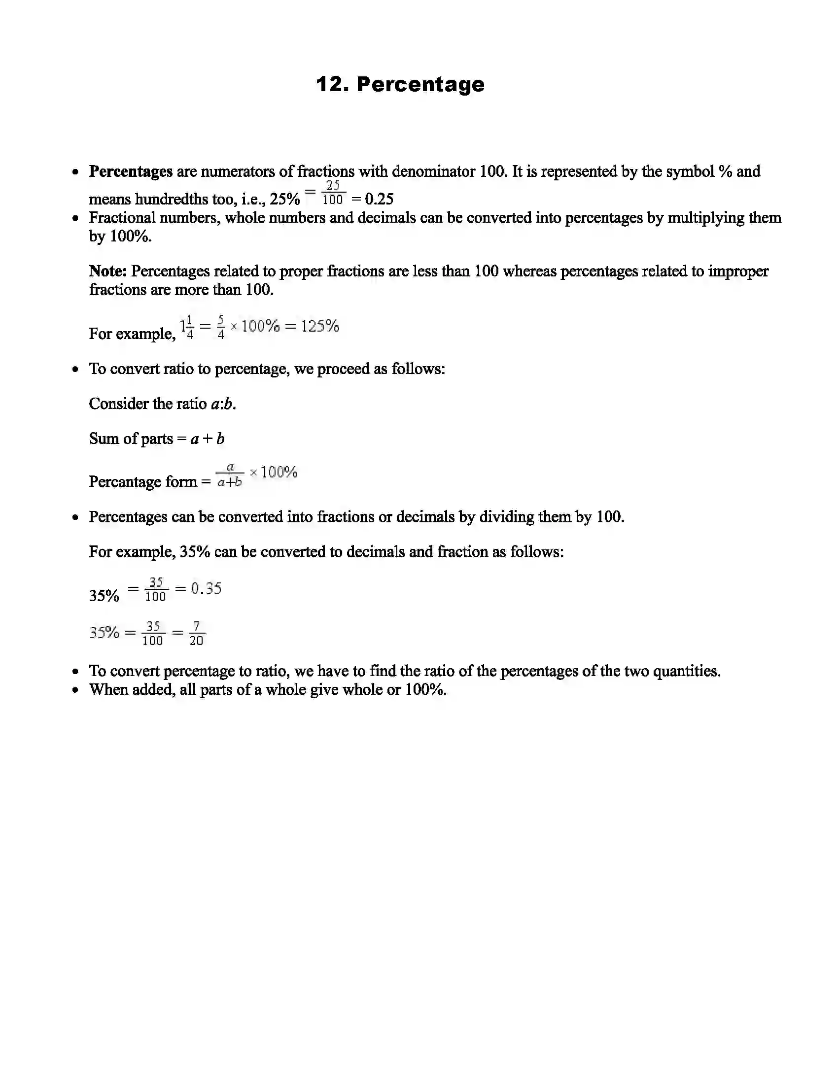 Maharashtra Board Class 6th Mathematics Percentage Revision Note 1
