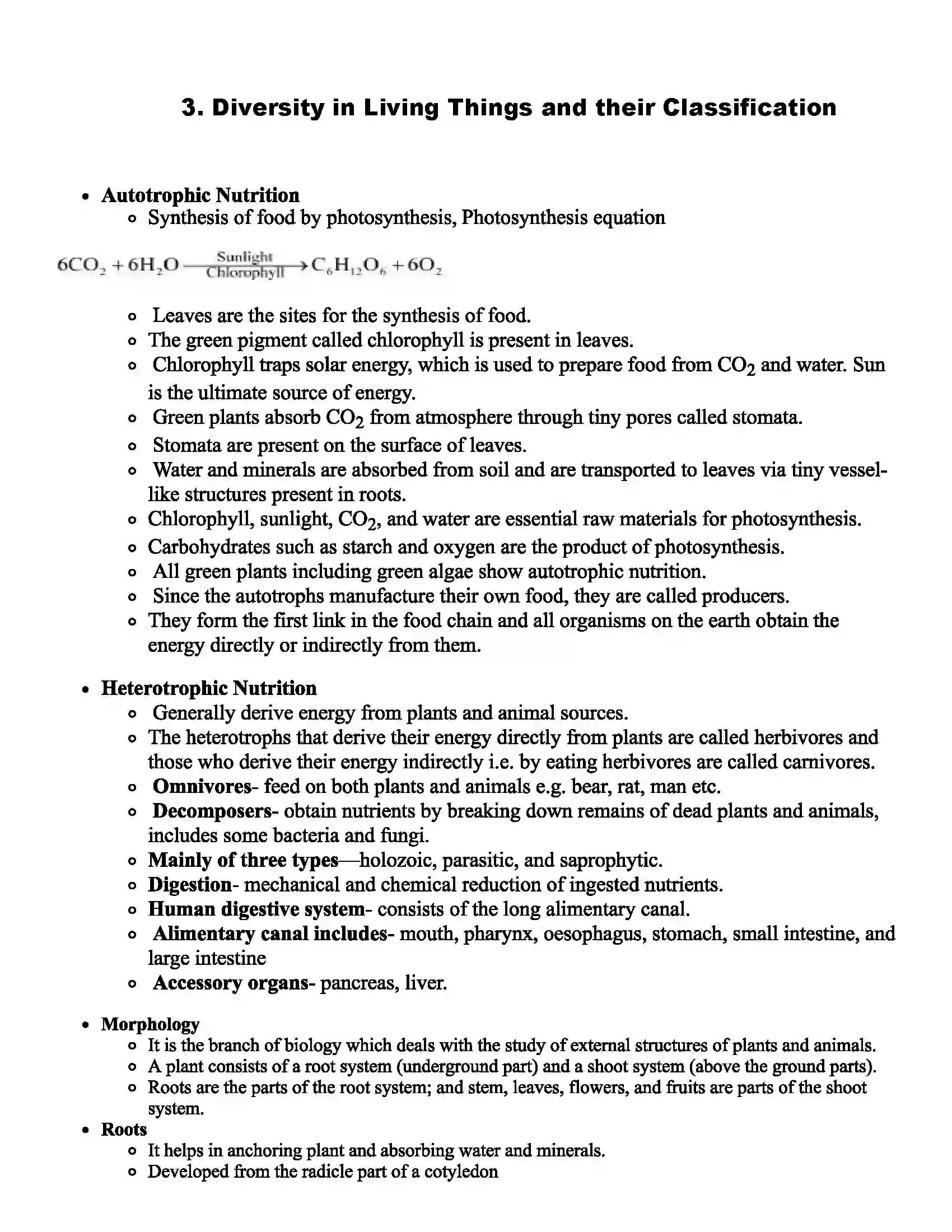 Maharashtra Board Class 6th Science Diversity in Living Things and their Classification Revision Note 1
