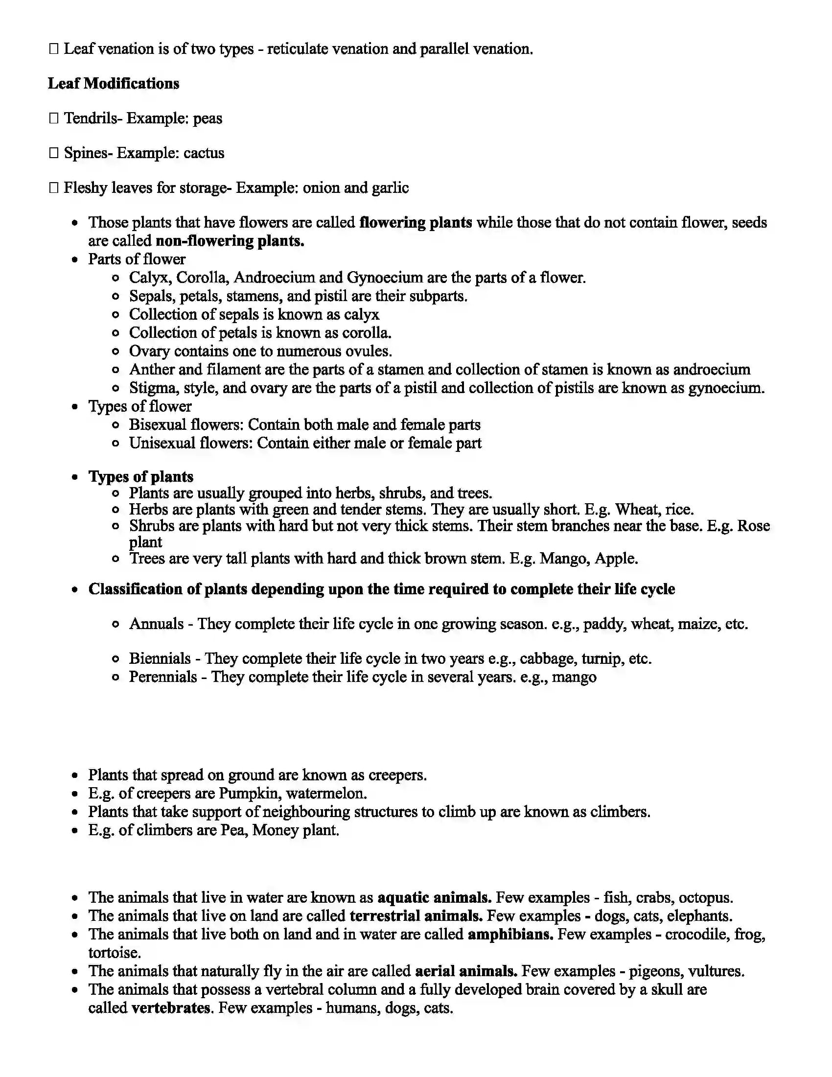 Maharashtra Board Class 6th Science Diversity in Living Things and their Classification Revision Note 3