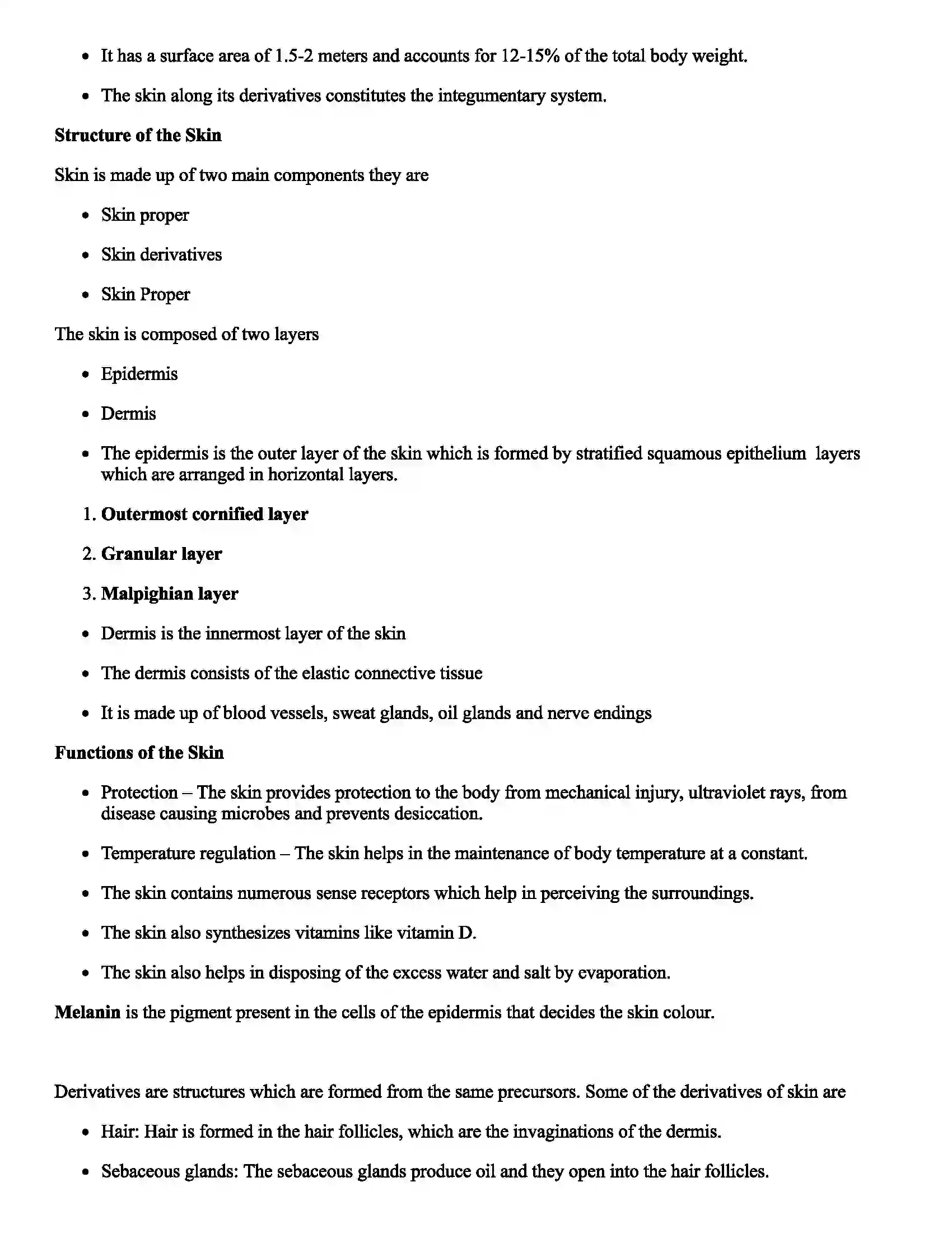 Maharashtra Board Class 6th Science Our Skeletal System and the Skin Revision Note 2