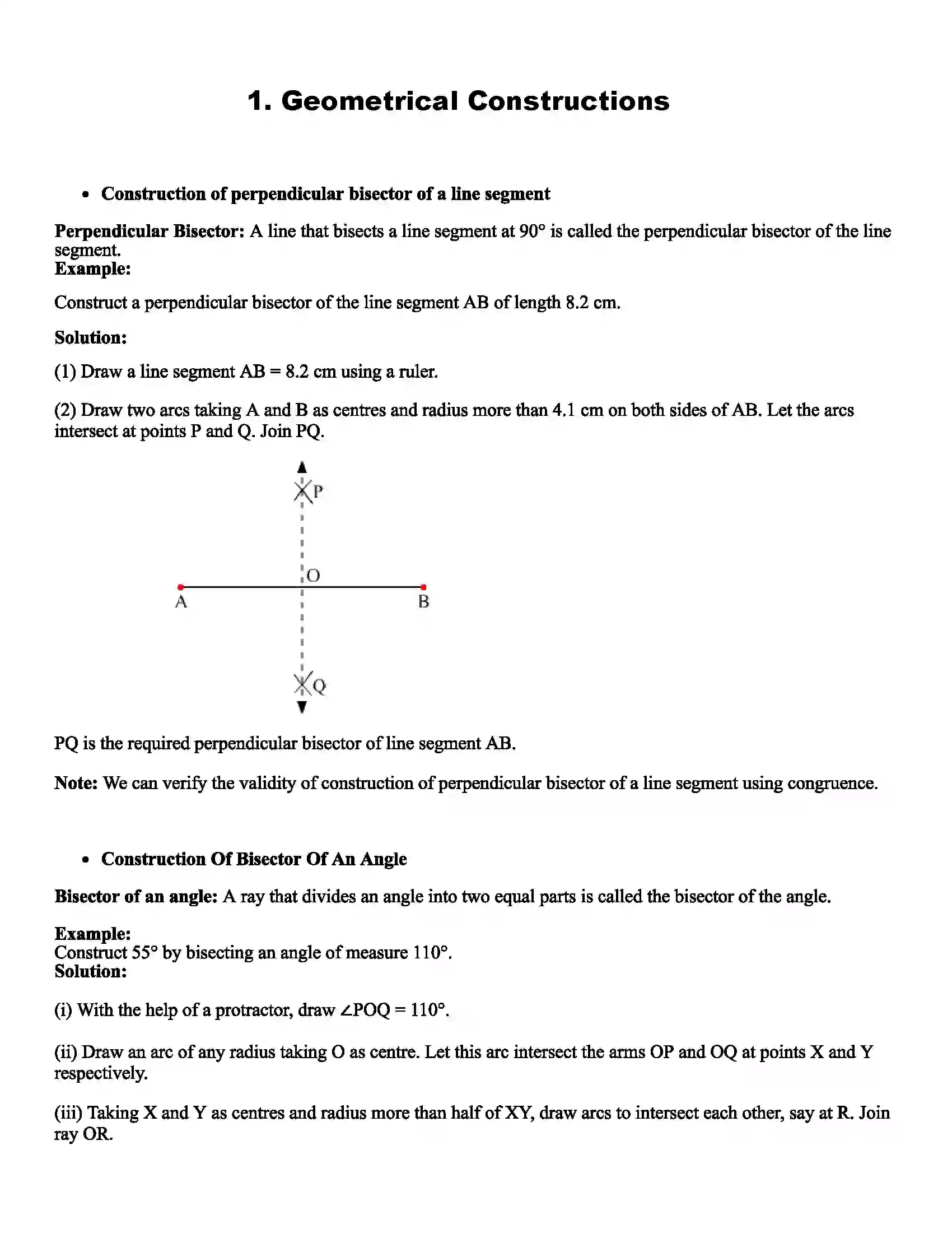 Maharashtra Board Class 7th Mathematics Geometrical Constructions Revision Note 1