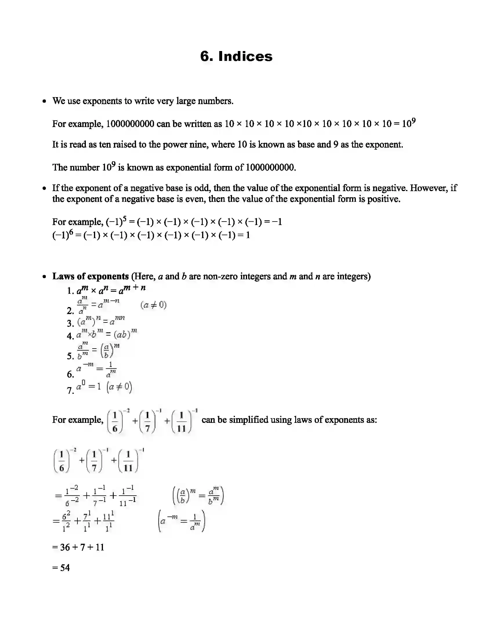 Maharashtra Board Class 7th Mathematics Indices Revision Note 1