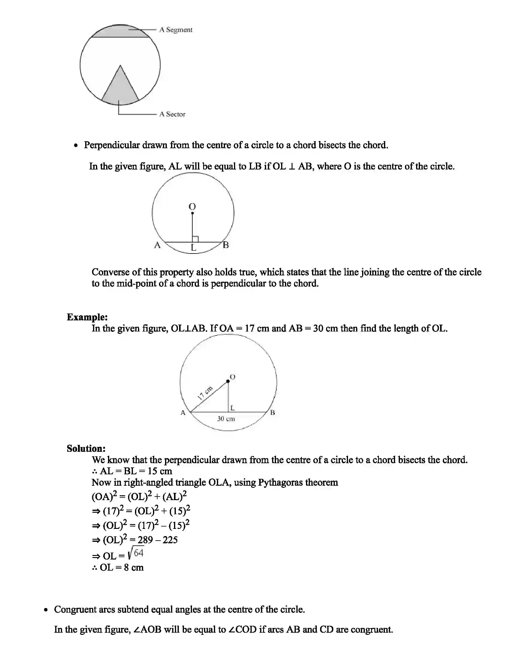 Maharashtra Board Class 8th Mathematics Circle - Chord and Arc Revision Note 2
