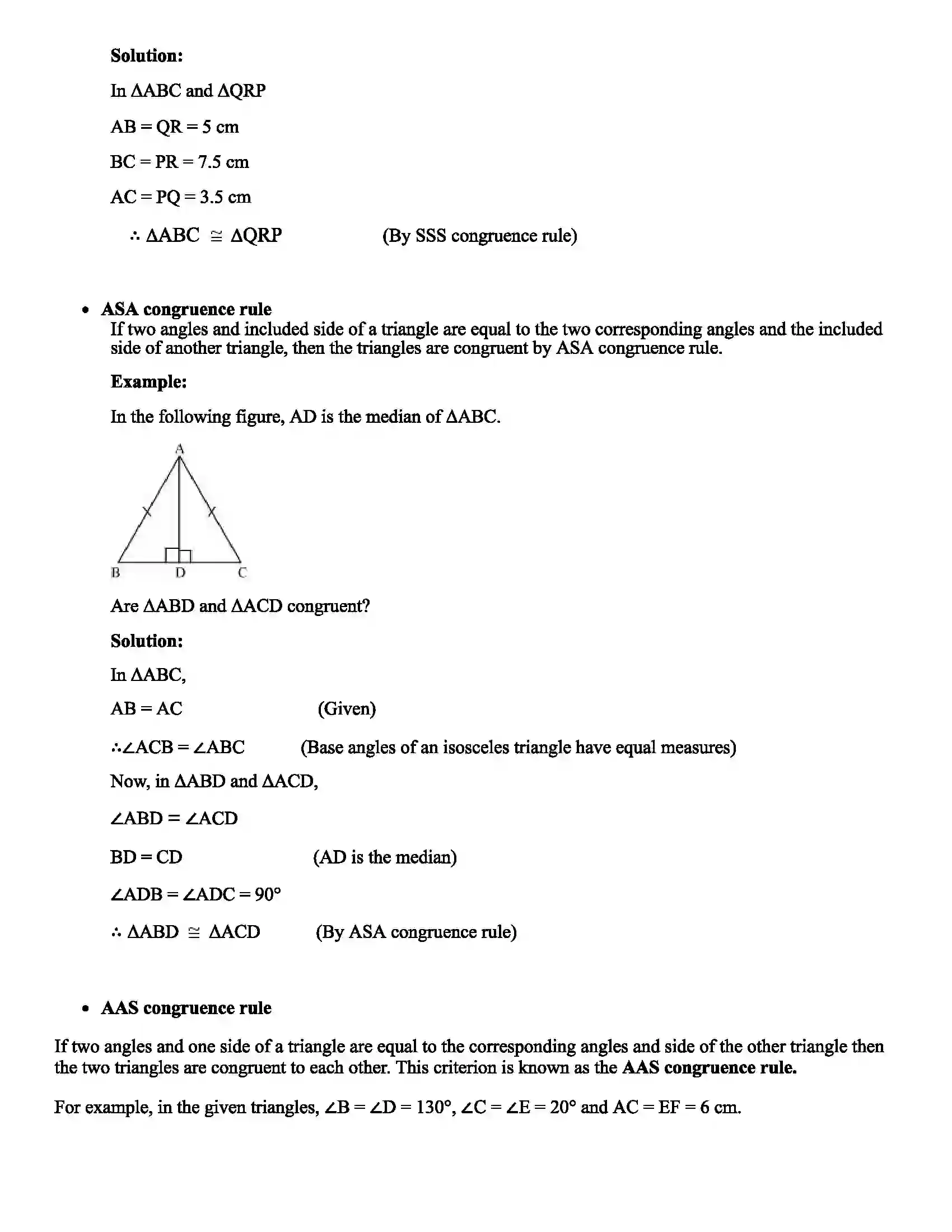 Maharashtra Board Class 8th Mathematics Congurence of Triangles Revision Note 2