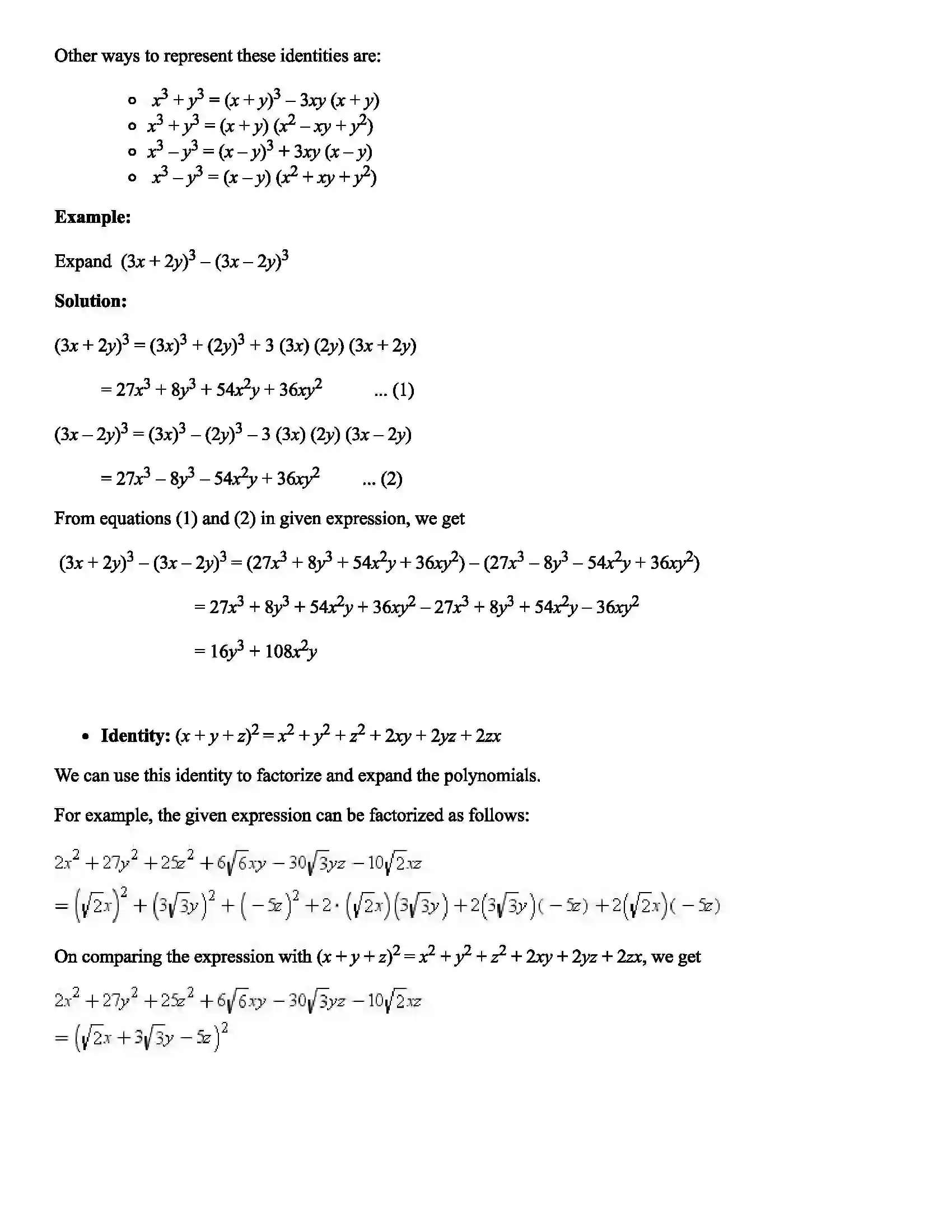 Maharashtra Board Class 8th Mathematics Expansion formulae Revision Note 2