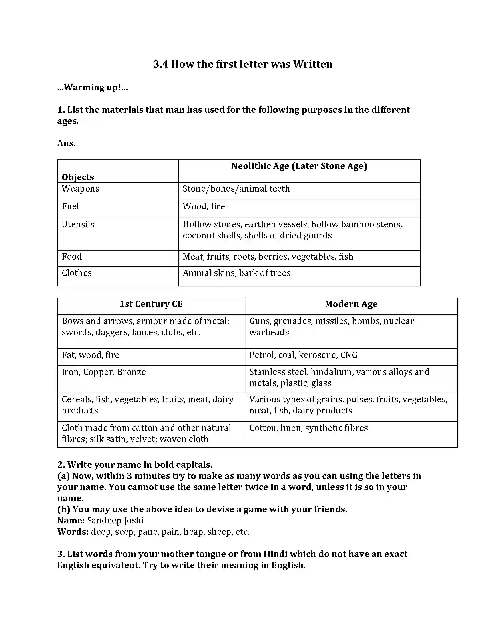 Maharashtra Board Class 9th English Kumar Bharati 3.4 How the First Letter Was Written Revision Note 1