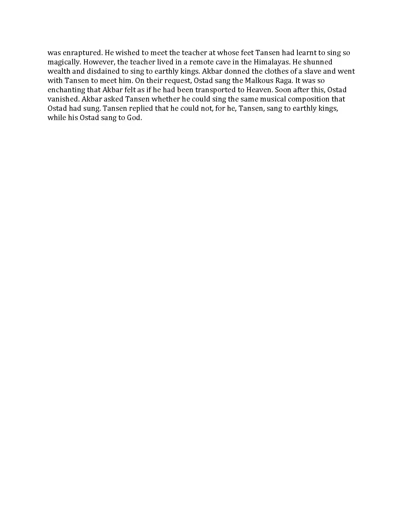 Maharashtra Board Class 9th English Kumar Bharati Tansen Revision Note 5