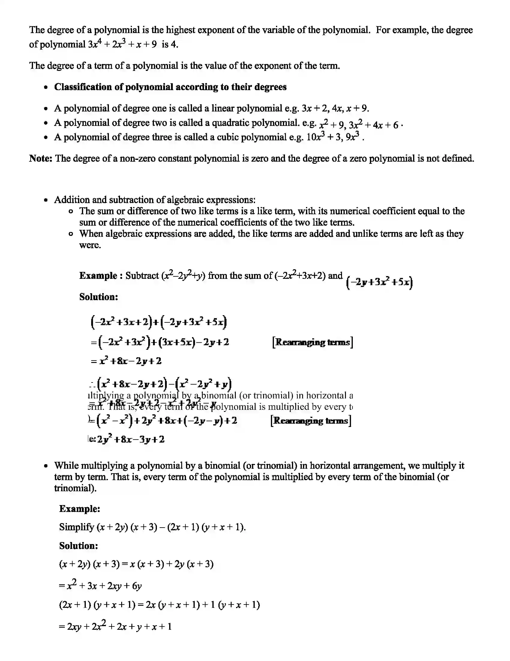 Maharashtra Board Class 9th Mathematics Algebraic Expressions Revision Note 5