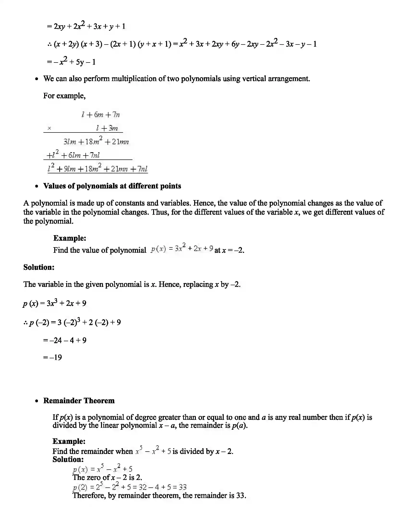 Maharashtra Board Class 9th Mathematics Algebraic Expressions Revision Note 6