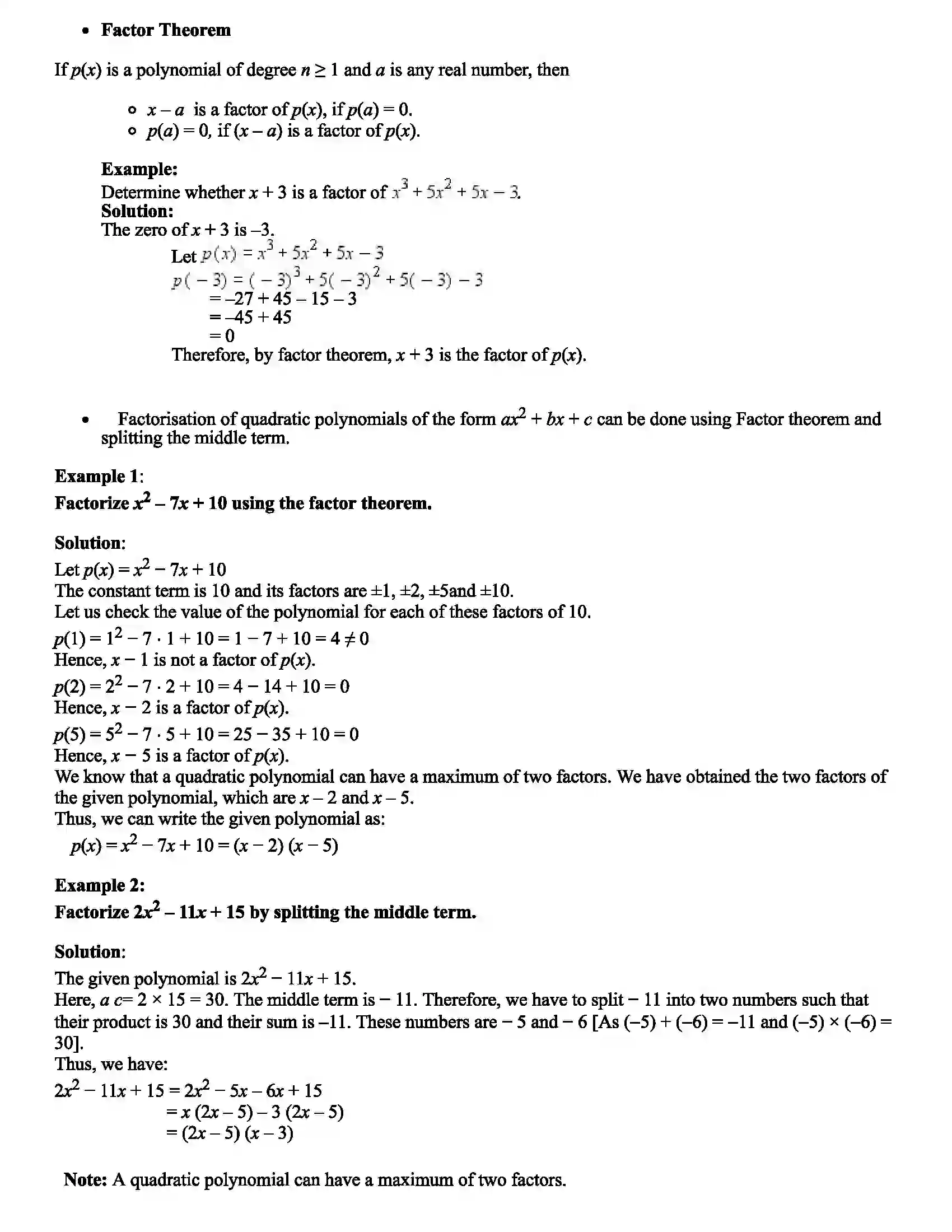 Maharashtra Board Class 9th Mathematics Algebraic Expressions Revision Note 7
