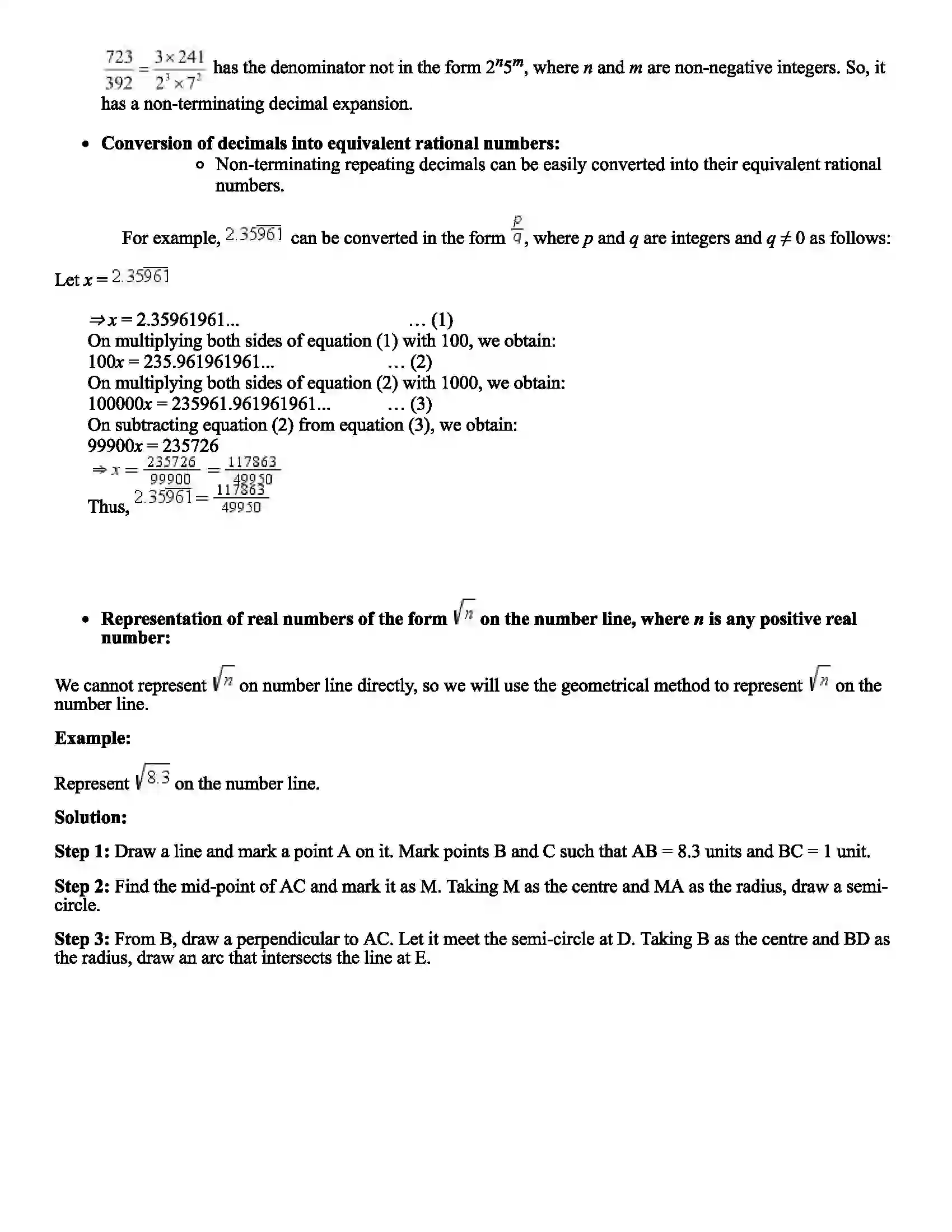 Maharashtra Board Class 9th Mathematics Real Numbers Revision Note 3