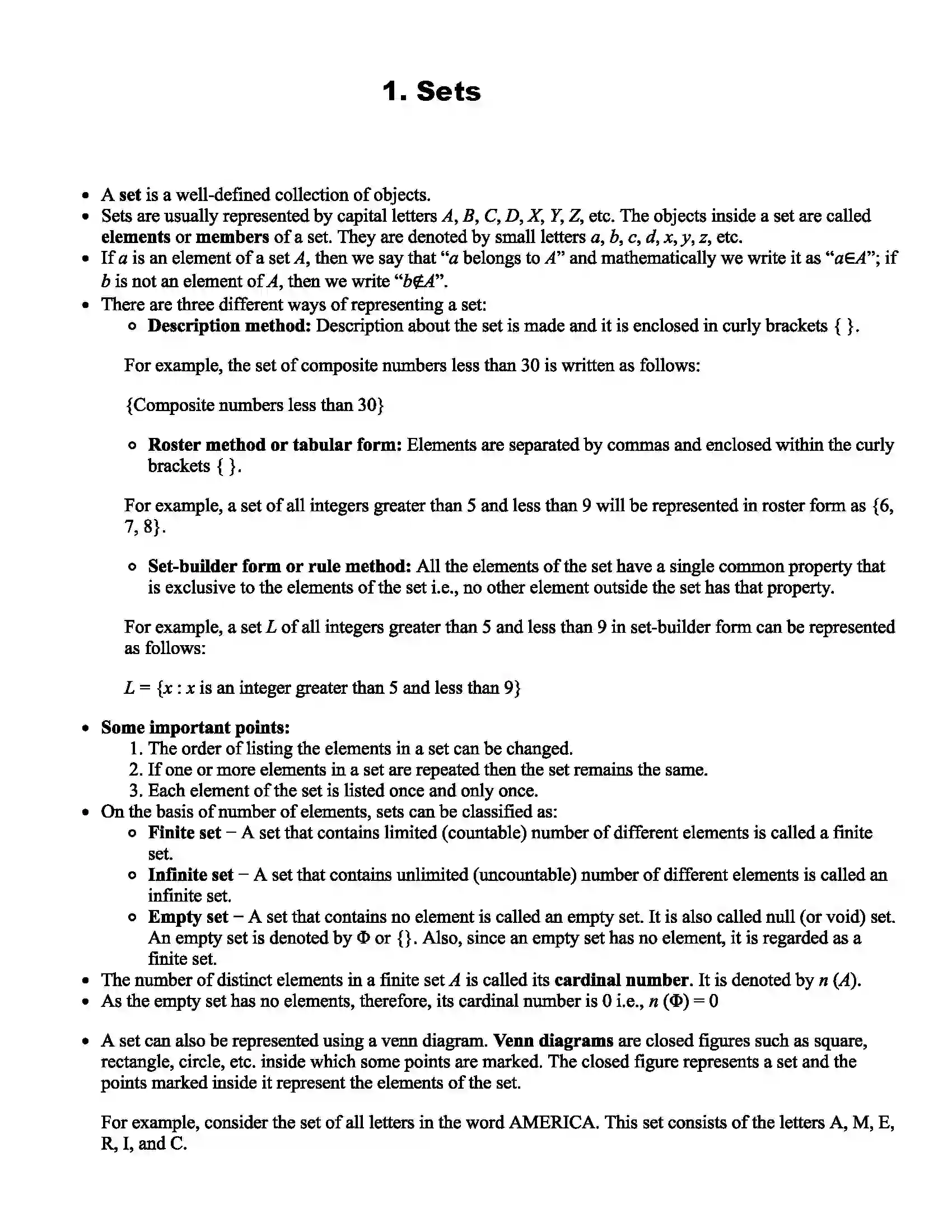 Maharashtra Board Class 9th Mathematics Sets Revision Note 1
