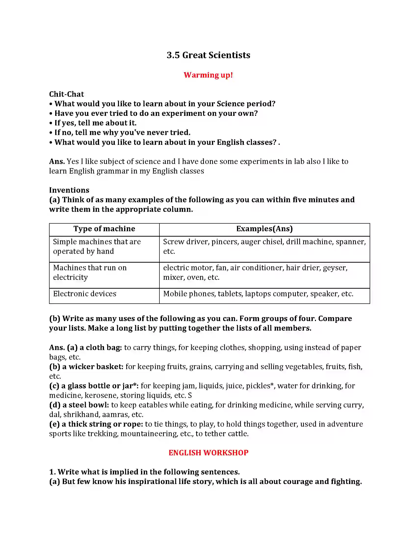 Maharashtra Board Class 9th My English Course Book 3.5 Great Scientists Revision Note 1