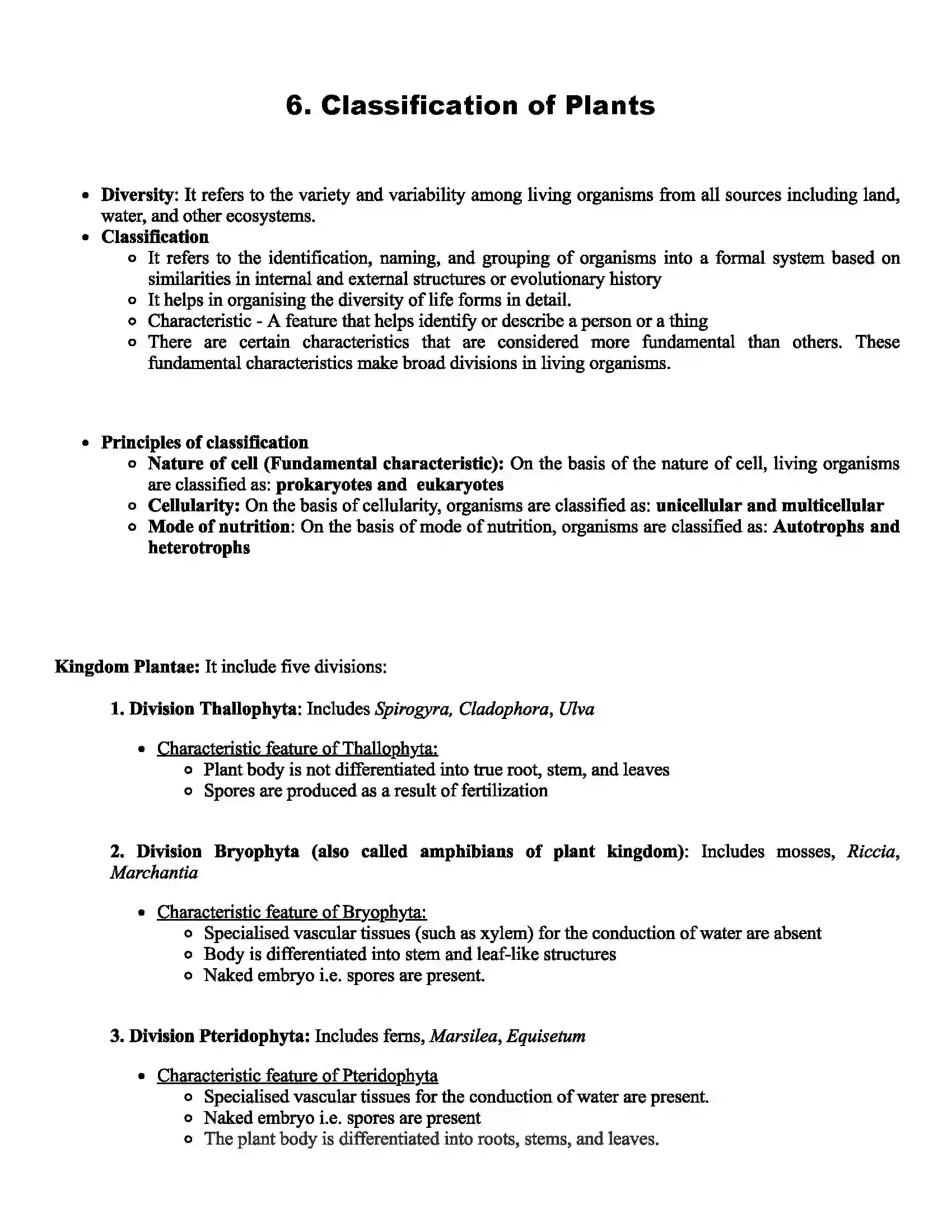 Maharashtra Board Class 9th Science Classification of Plants Revision Note 1
