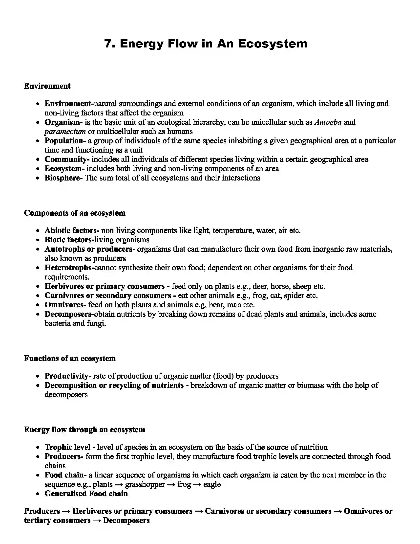 Maharashtra Board Class 9th Science Energy Flow in An Ecosystem Revision Note 1