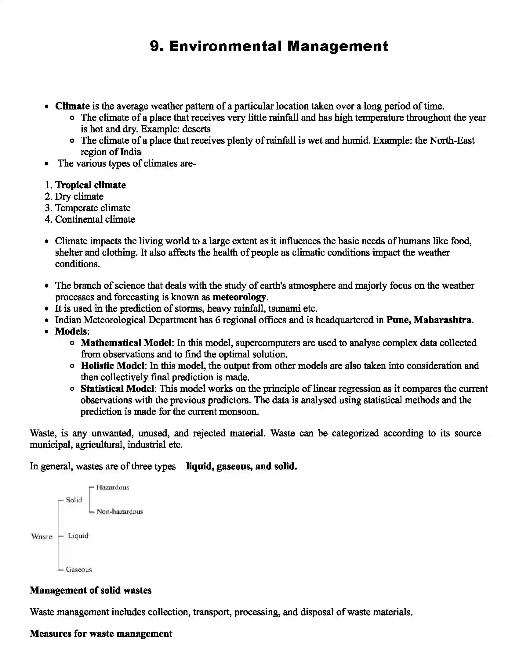 Maharashtra Board Class 9th Science Environmental Management Revision Note 1