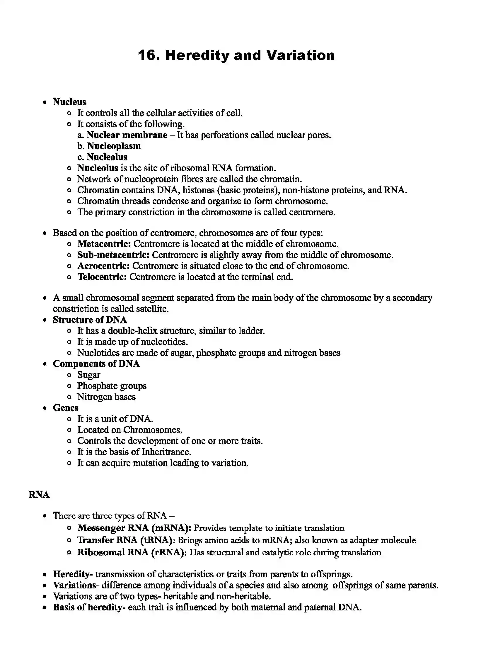 Maharashtra Board Class 9th Science Heredity and Variation Revision Note 1