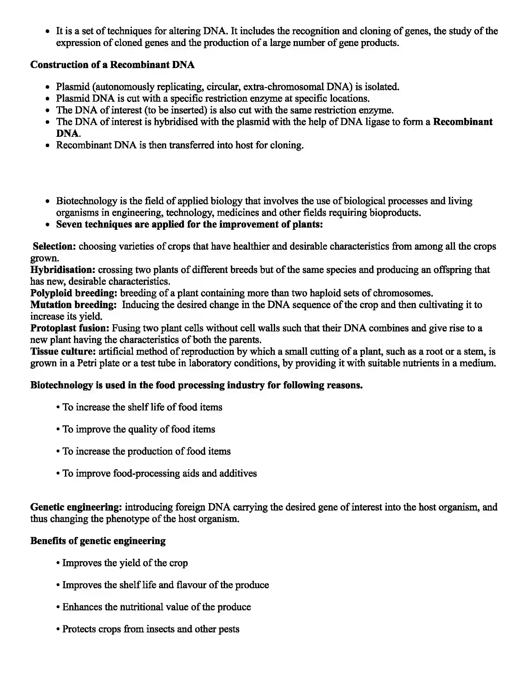 Maharashtra Board Class 9th Science Introduction to Biotechnology Revision Note 5