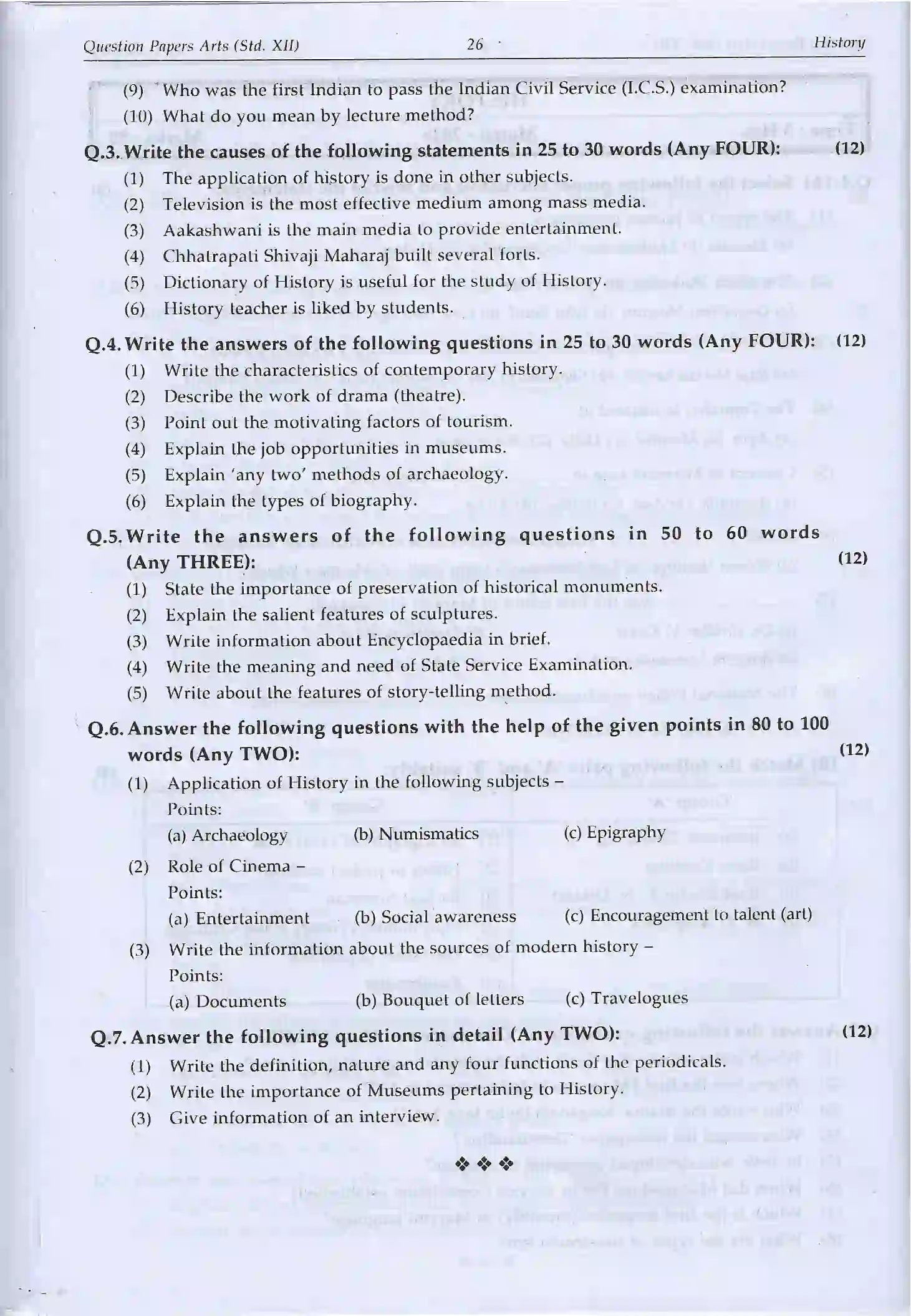 Maharashtra Board Class 12th 2020 History Sample Paper 2