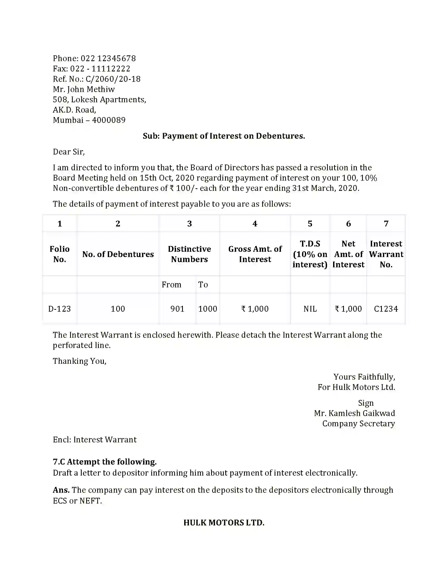 Maharashtra Board Class 12th 2021 Secretarial Practice Sample Paper 17