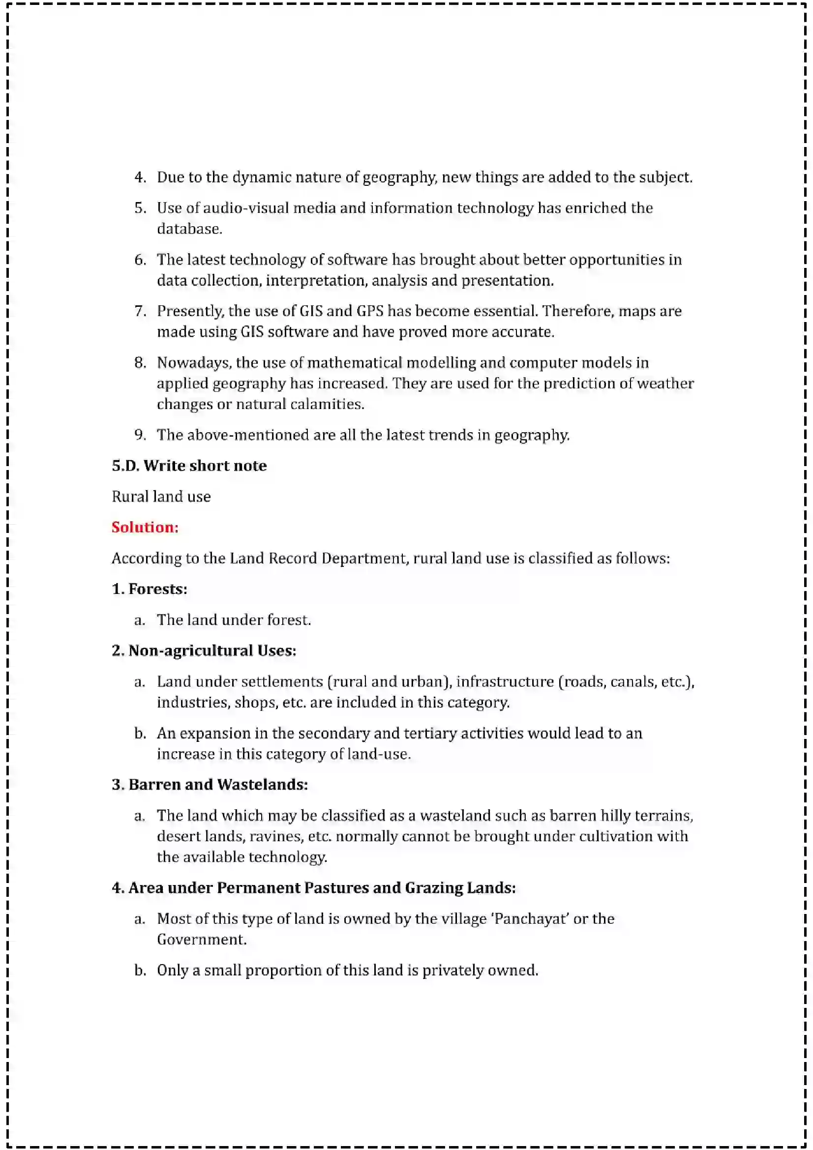 Maharashtra Board Class 12th 2025 Geography Set - 1 - Sample Paper 16