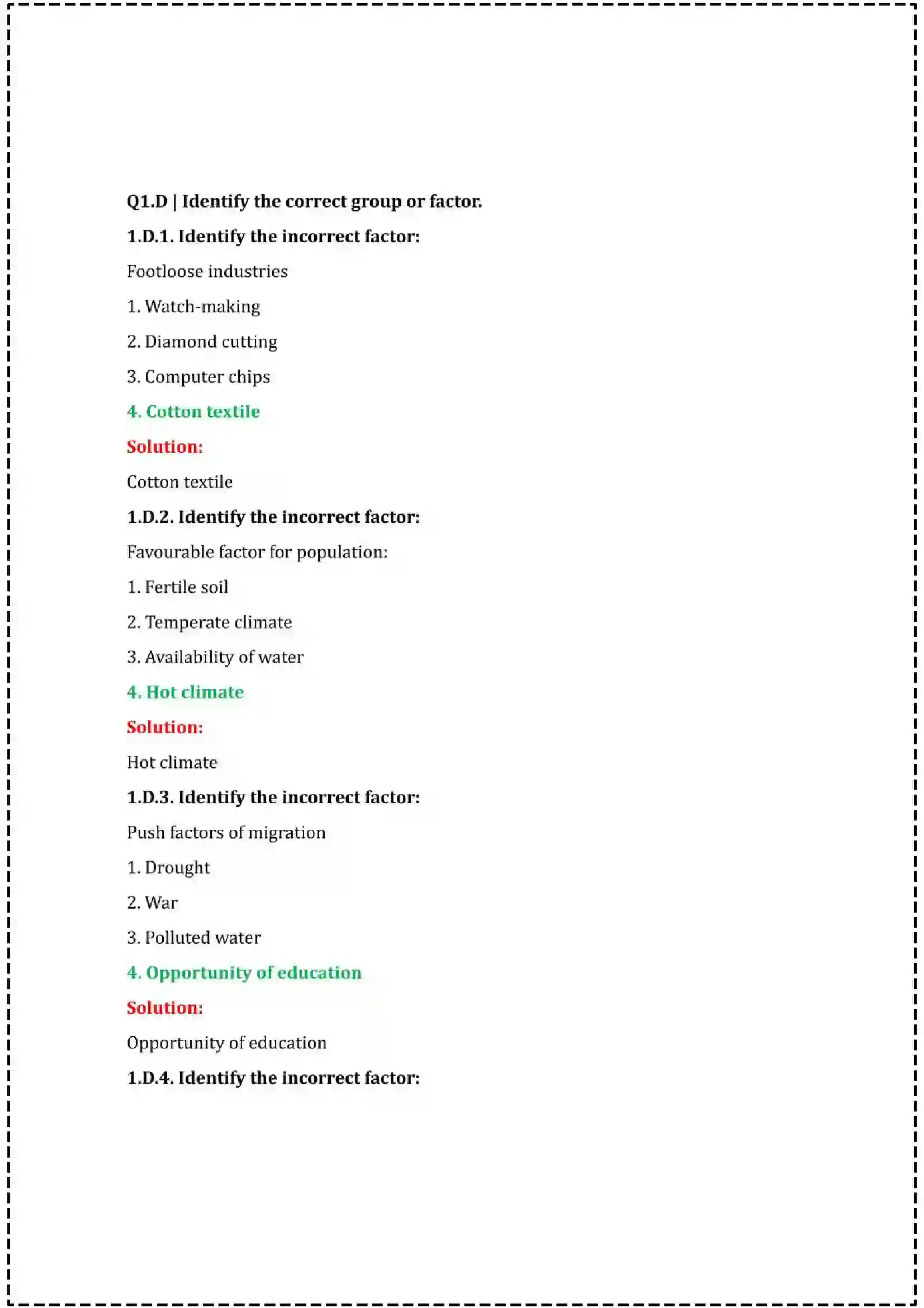 Maharashtra Board Class 12th 2025 Geography Set - 1 - Sample Paper 5
