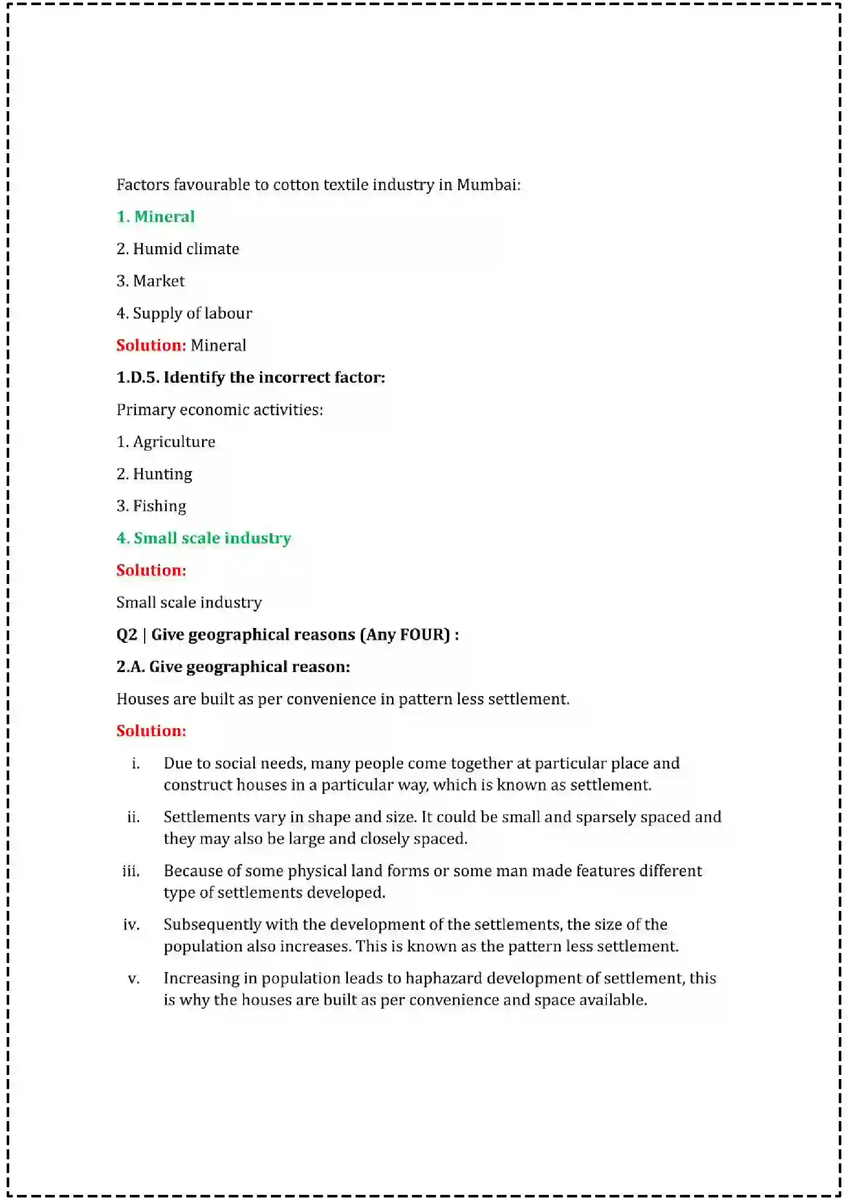 Maharashtra Board Class 12th 2025 Geography Set - 1 - Sample Paper 6
