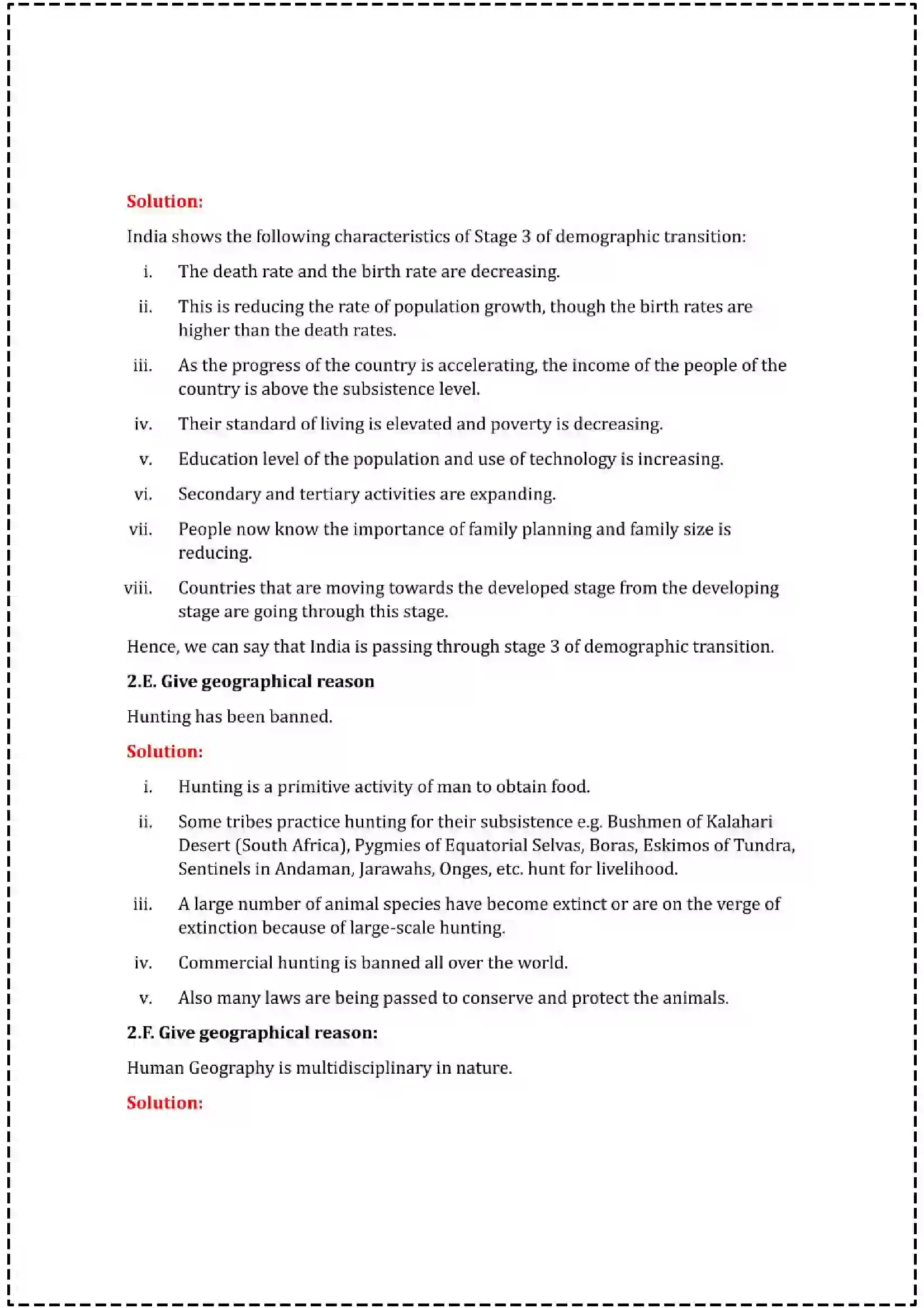 Maharashtra Board Class 12th 2025 Geography Set - 1 - Sample Paper 8