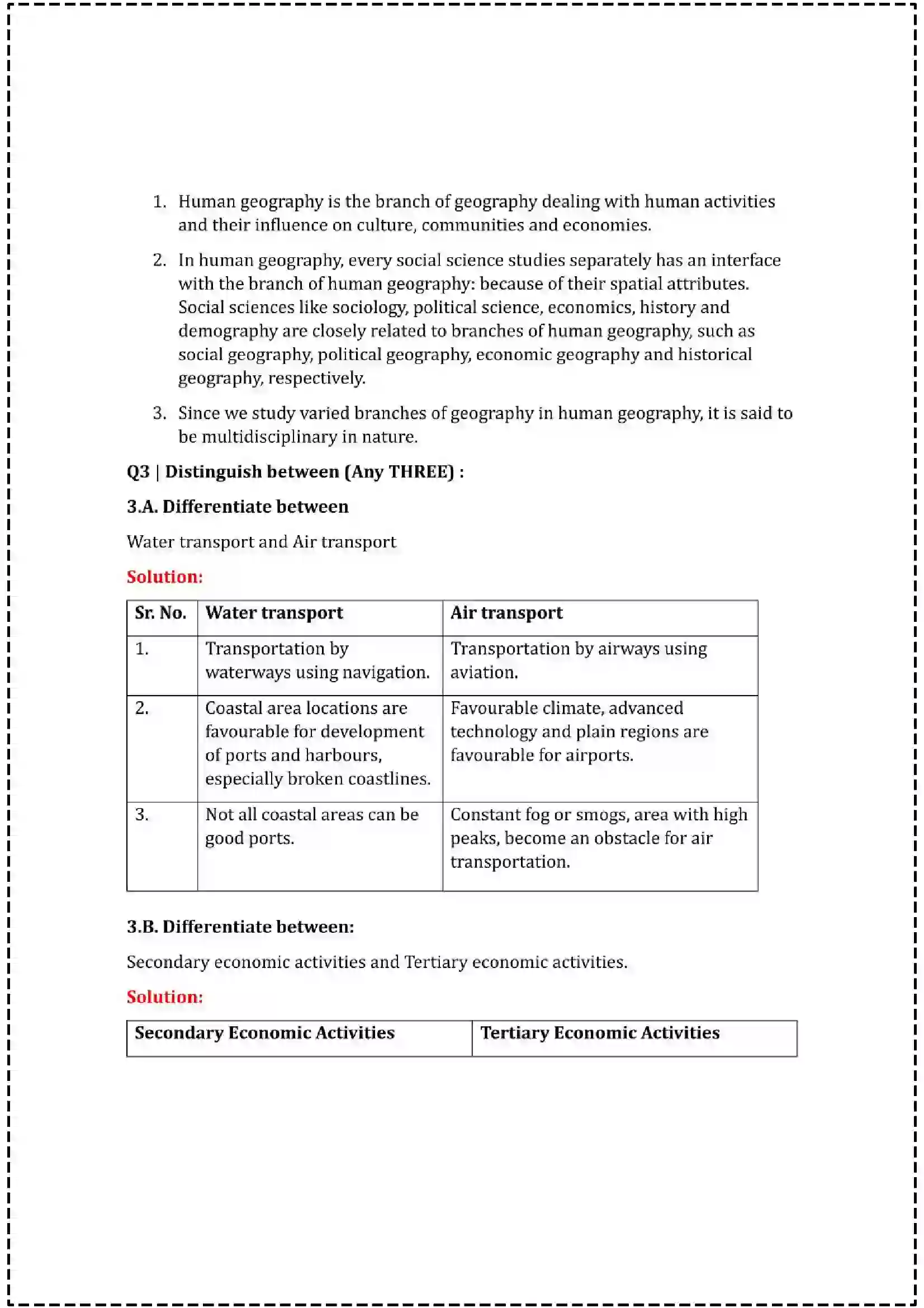 Maharashtra Board Class 12th 2025 Geography Set - 1 - Sample Paper 9