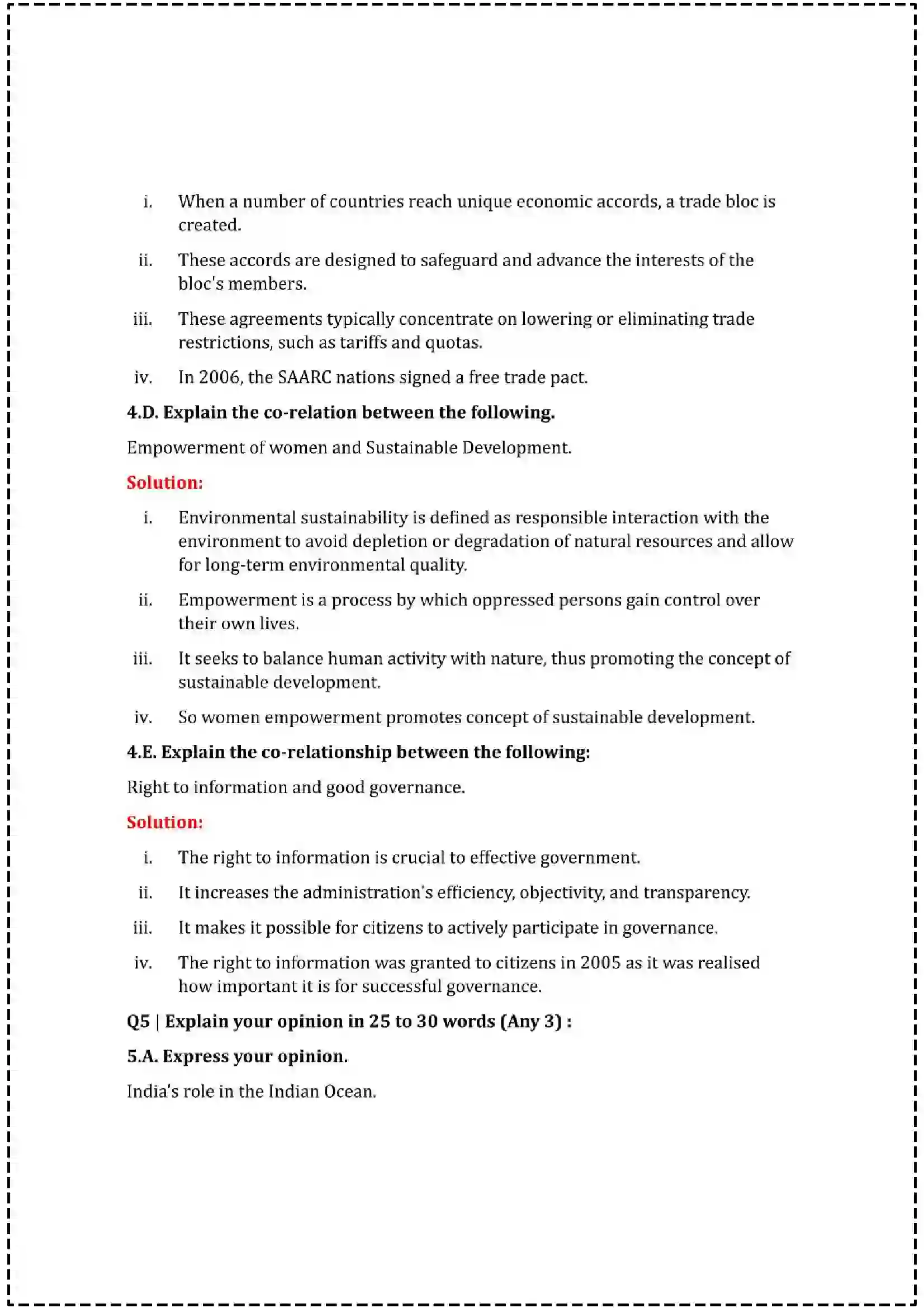 Maharashtra Board Class 12th 2025 Political Science Set - 1 - Sample Paper 11