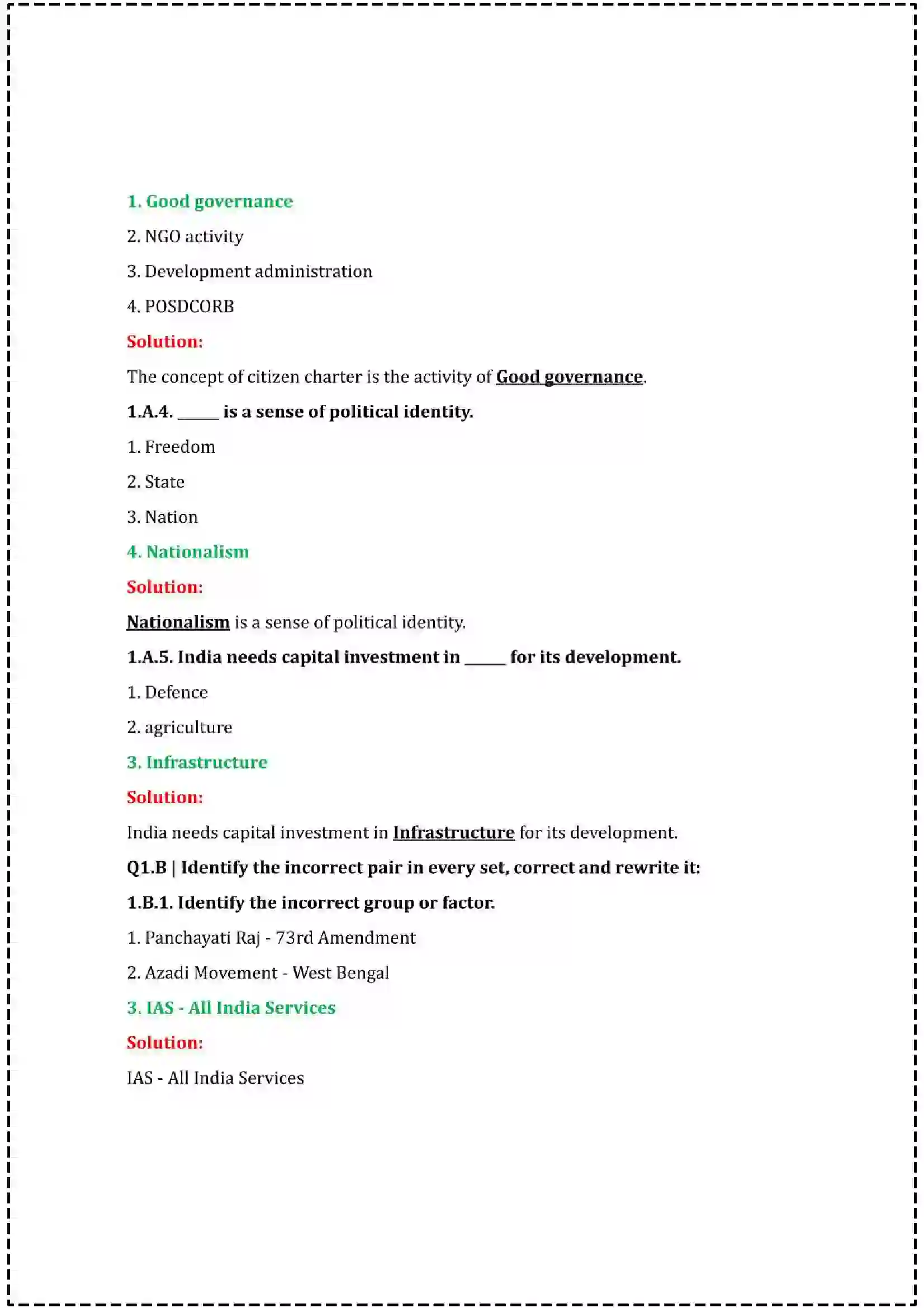 Maharashtra Board Class 12th 2025 Political Science Set - 1 - Sample Paper 2
