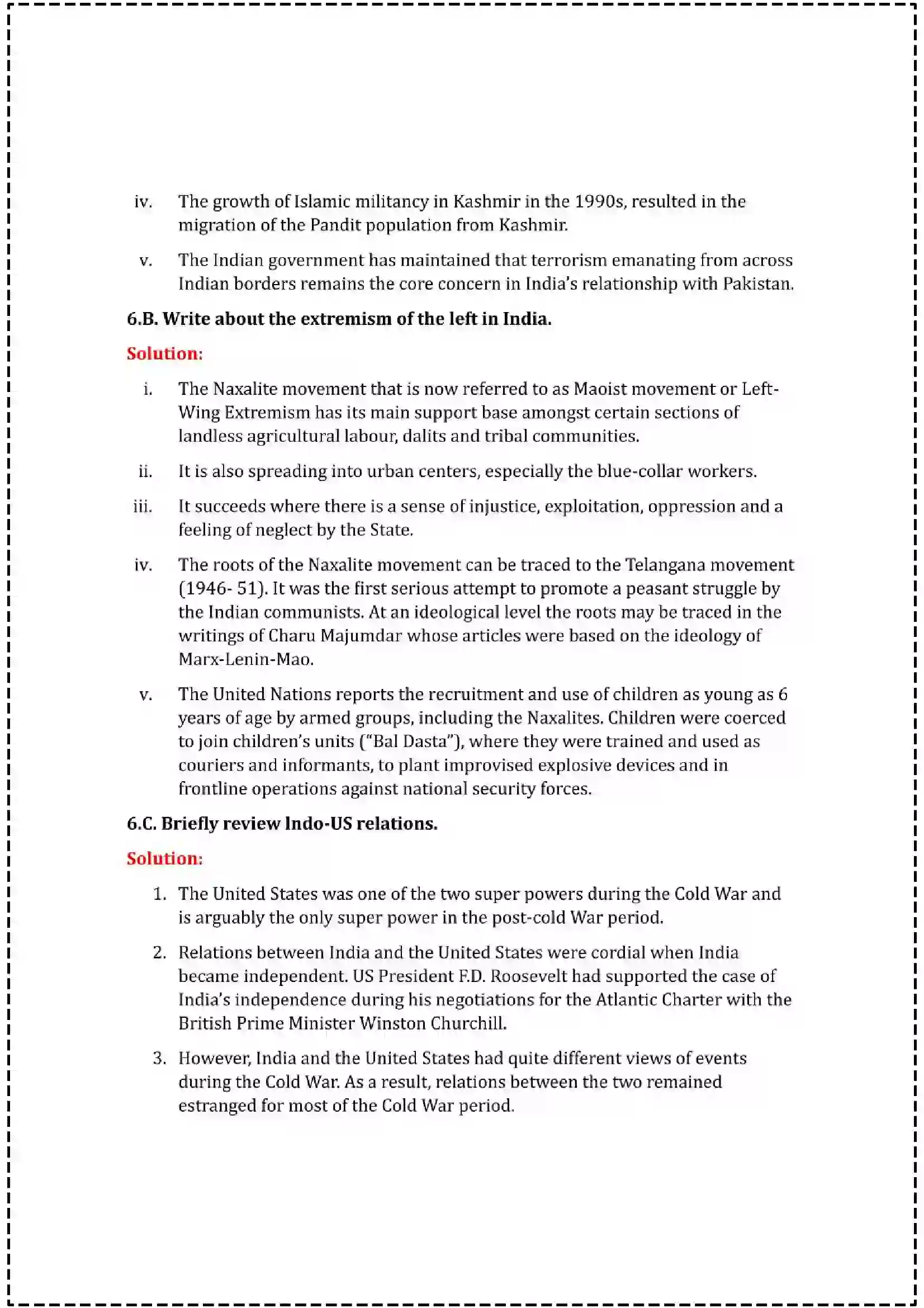 Maharashtra Board Class 12th 2025 Political Science Set - 2 - Sample Paper 15