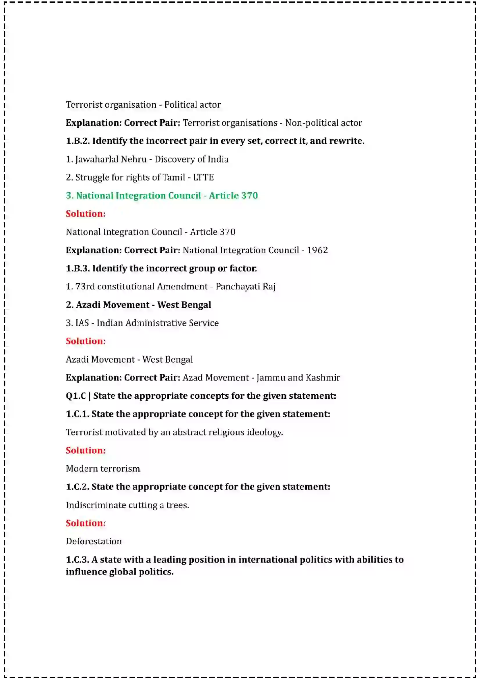 Maharashtra Board Class 12th 2025 Political Science Set - 2 - Sample Paper 3